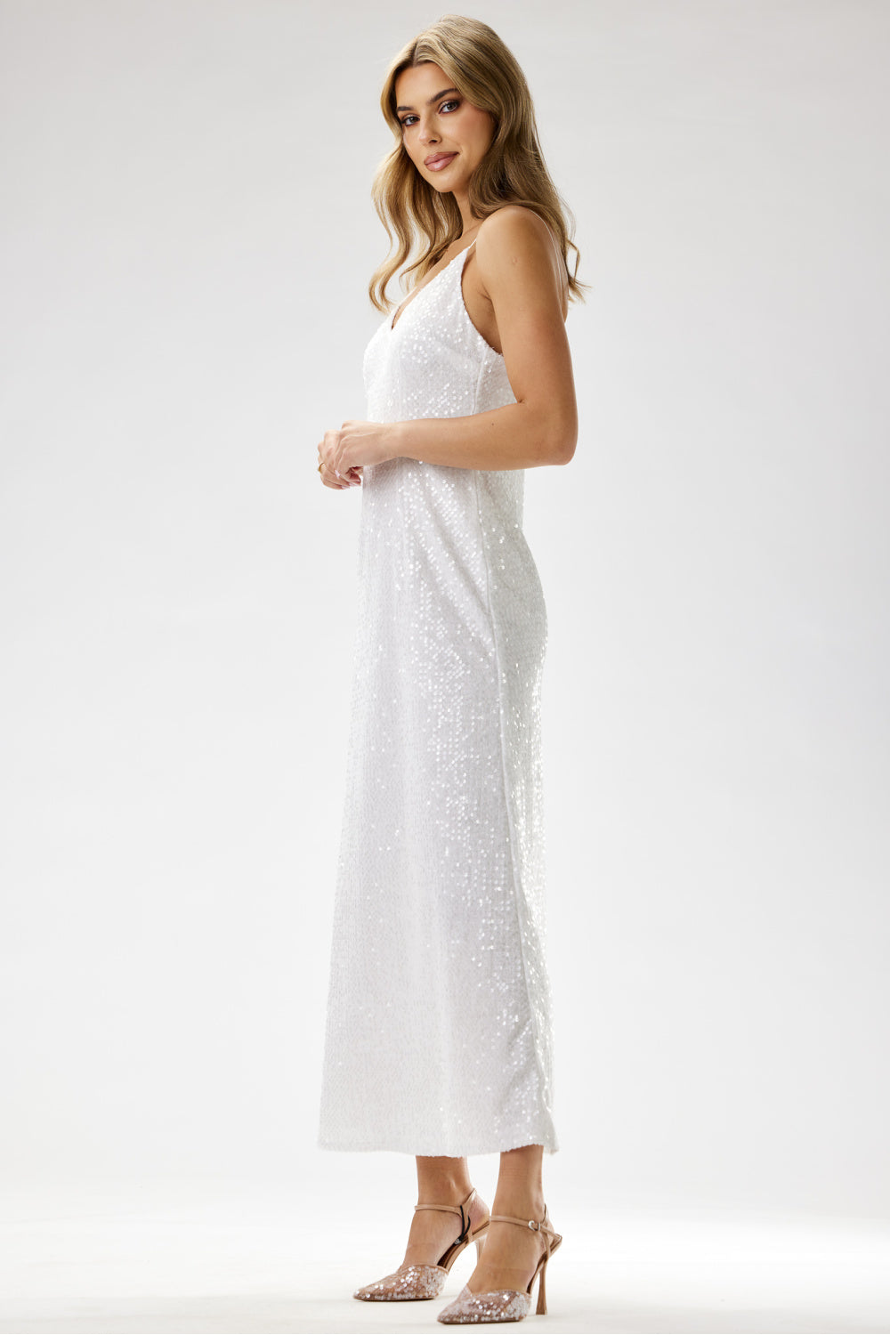 Awama White Sequin Bodycon Maxi Dress - view 2