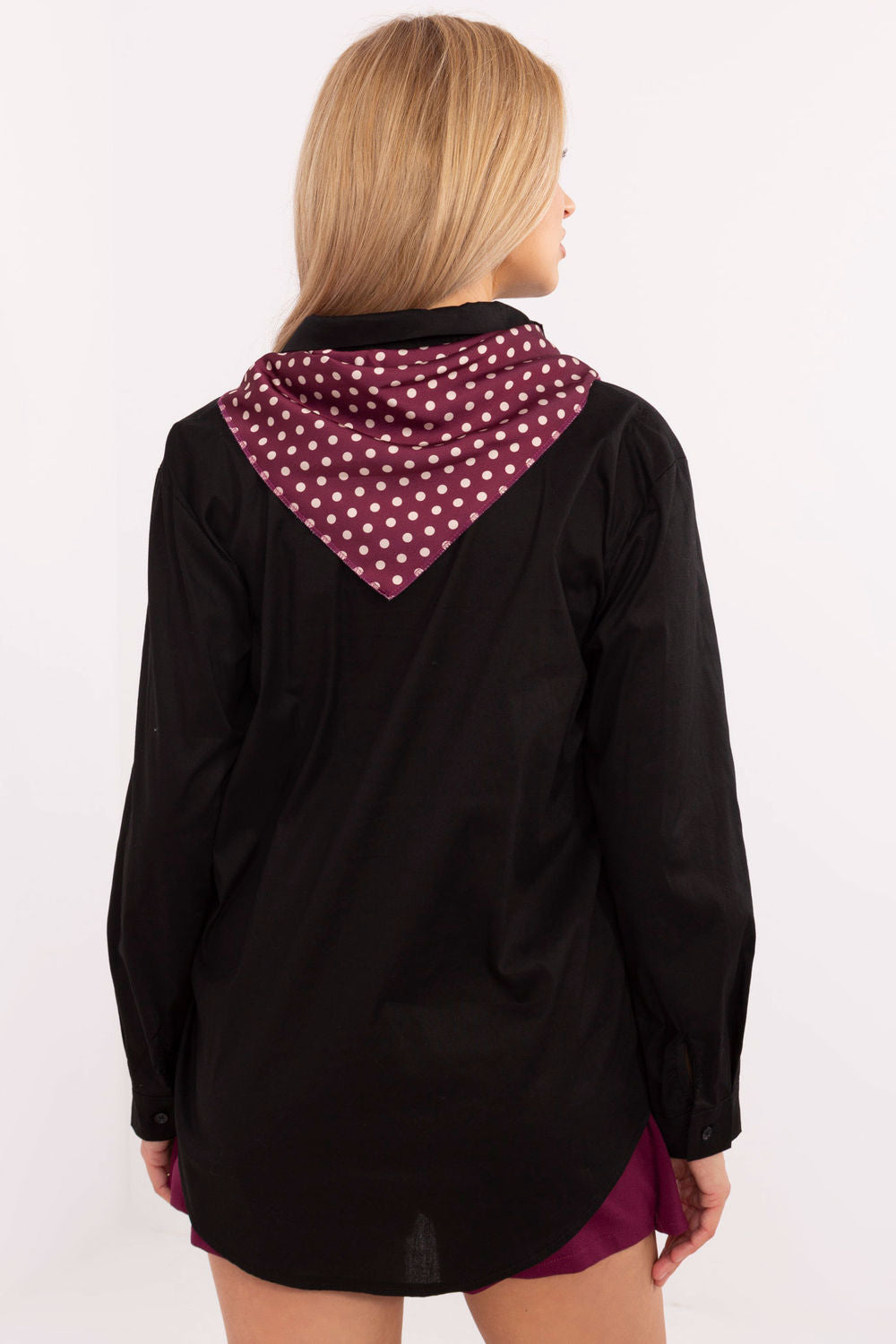 Italy Moda Black Collared Cotton Long Sleeve Top - view 3