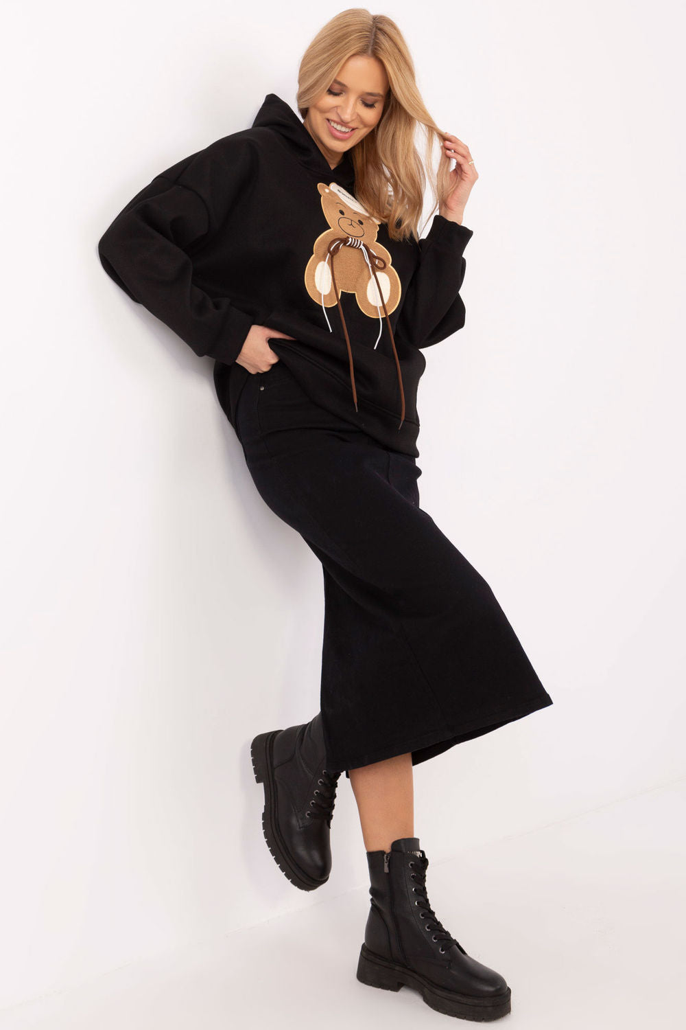 Italy Moda Black Hooded Zip Up Sweatshirt - view 2