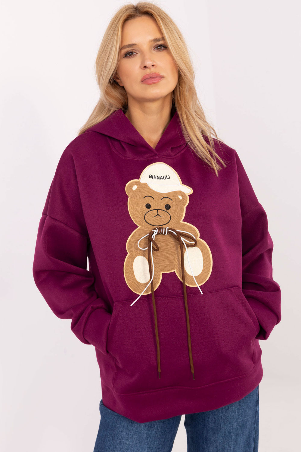 Italy Moda Violet Hooded Zip Up Sweatshirt