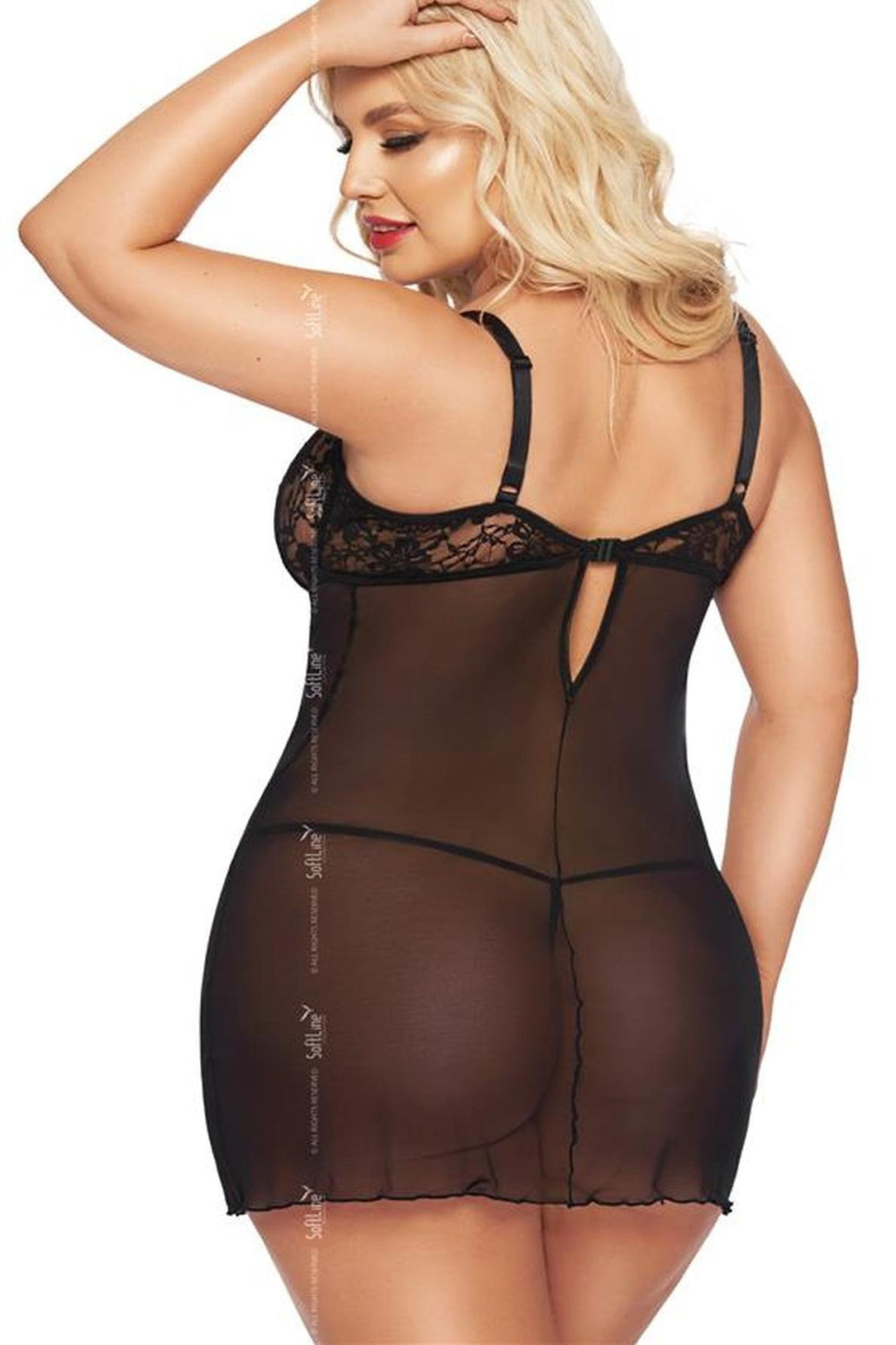 SoftLine Collection Cornelia Black Lace Striped Sexy Lingerie Set - view 2