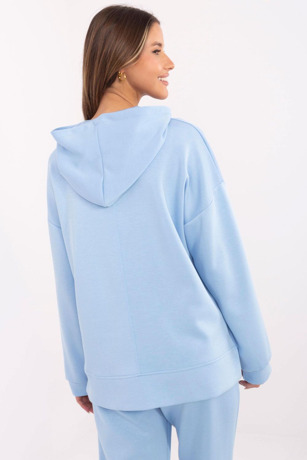 Italy Moda Light Blue Hooded Long Sleeve Sweatshirt - view 3