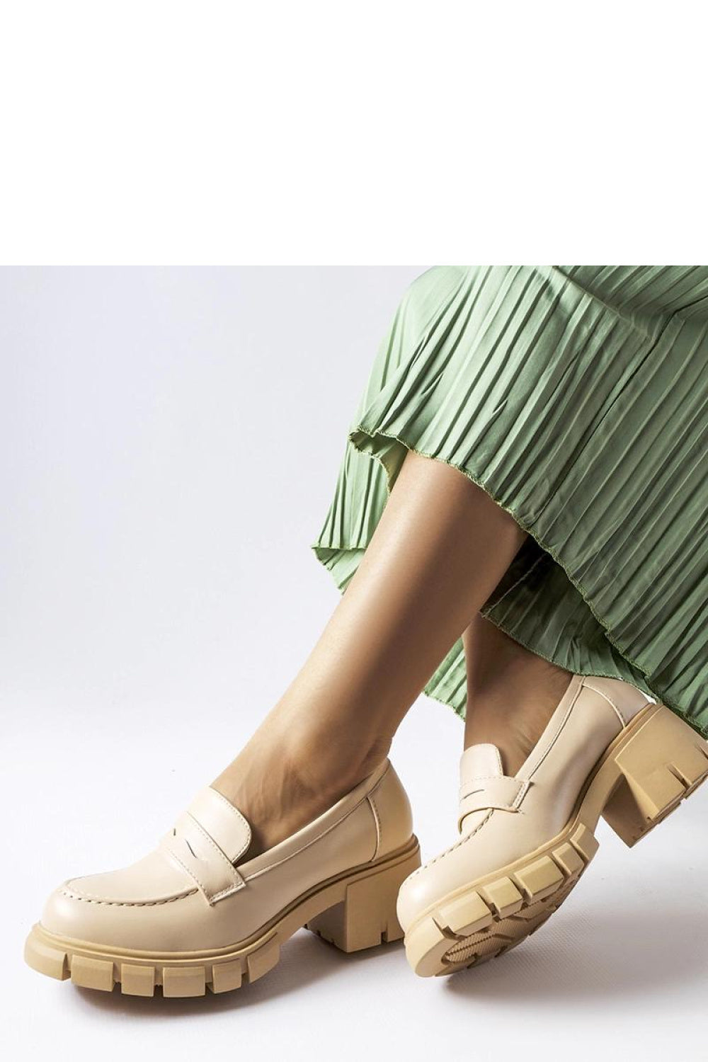 Solea Beige Block Heel Moccasins - view 3