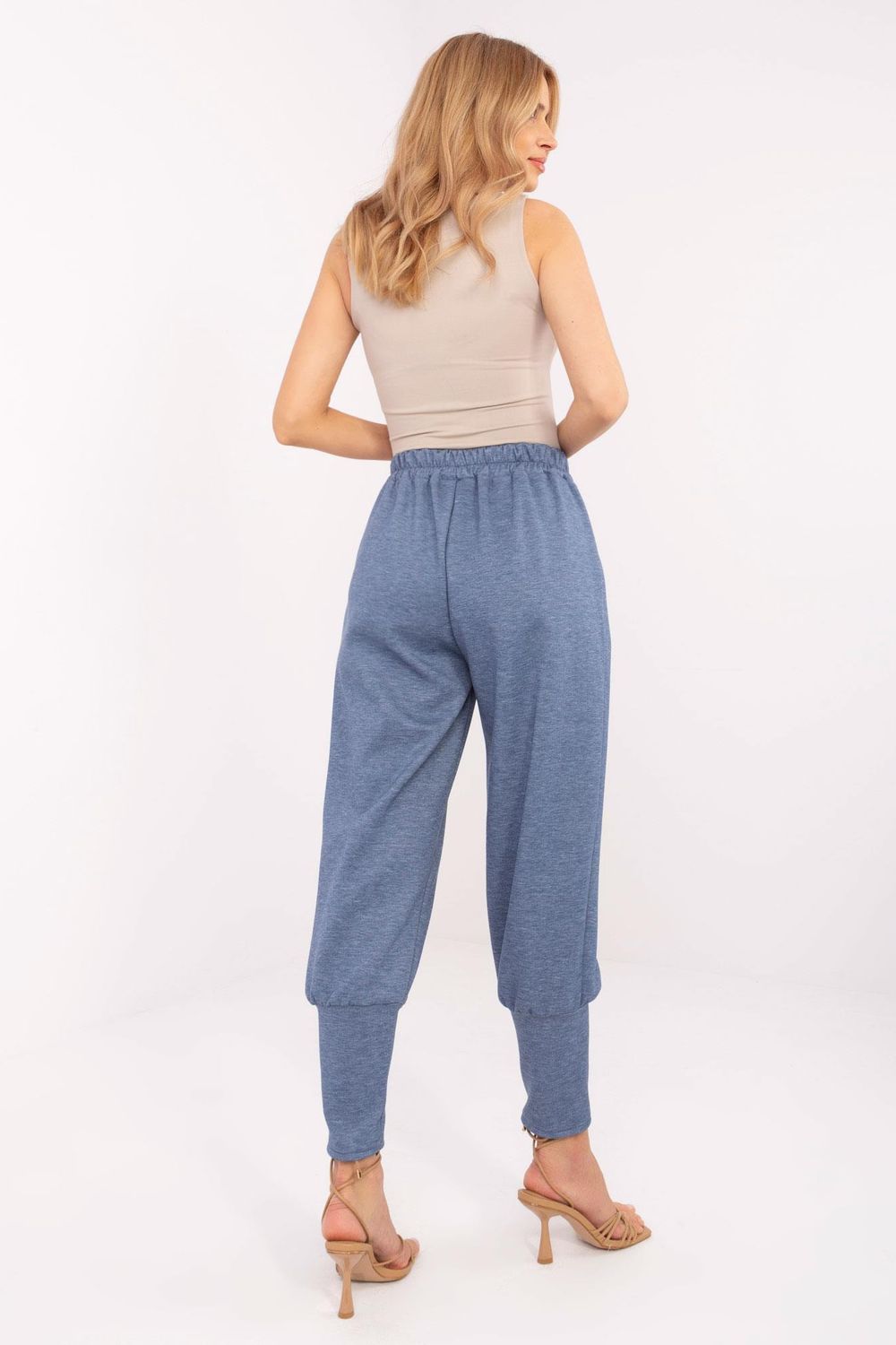 Italy Moda Dark Blue High Waisted Joggers - view 2
