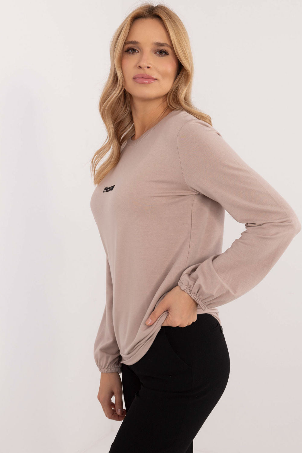 Relevance Beige Long Sleeve Blouse - view 2