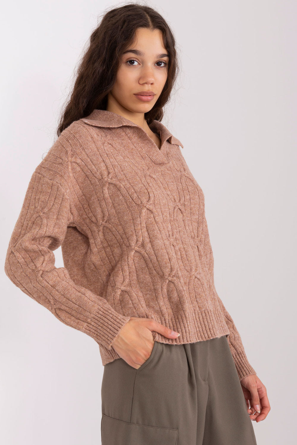 AT Brown Collared Long Sleeve Jumper - view 2