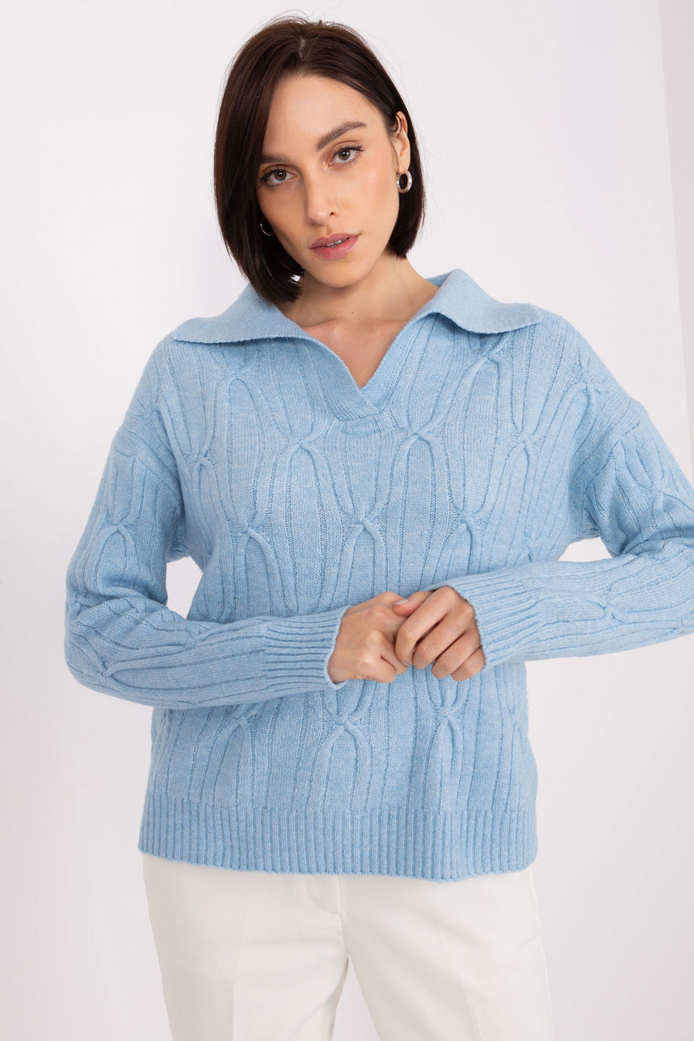 AT Light Blue Collared Long Sleeve Jumper