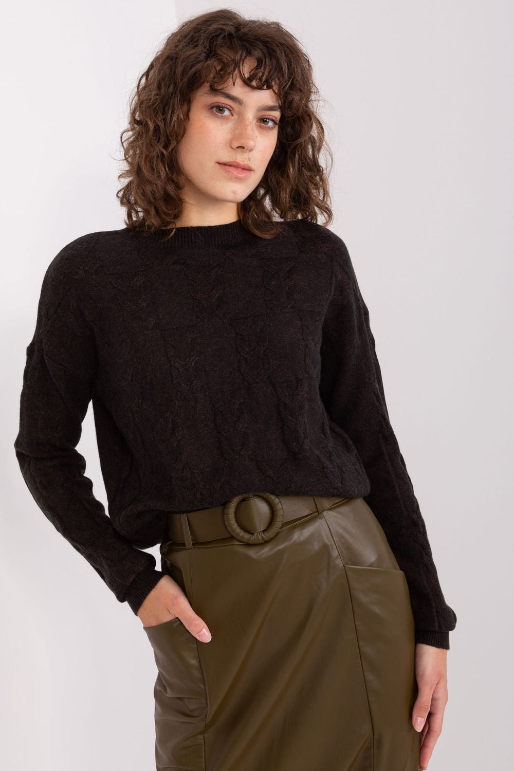 AT Black Round Neck Long Sleeve Jumper