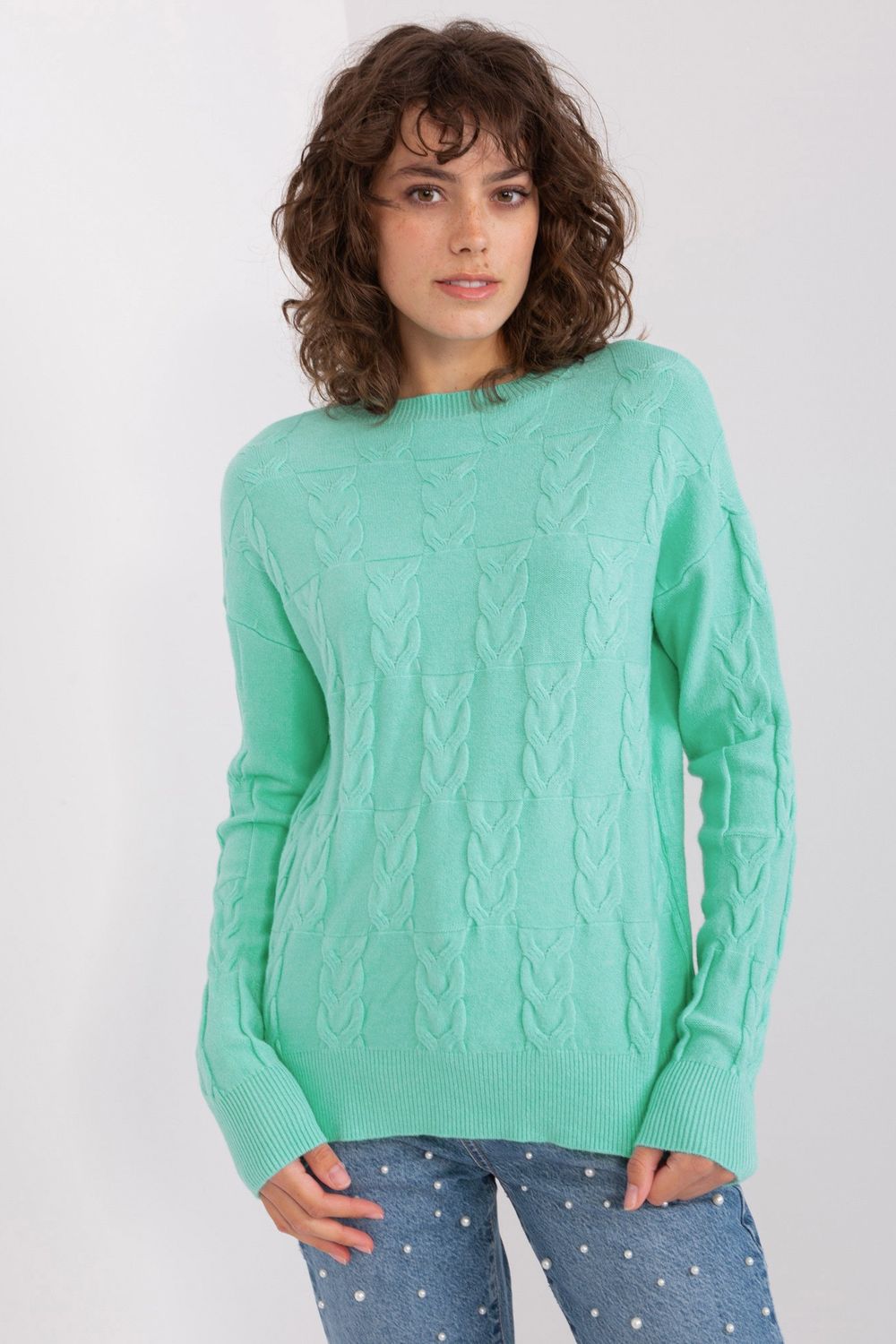 AT Mint Round Neck Long Sleeve Jumper