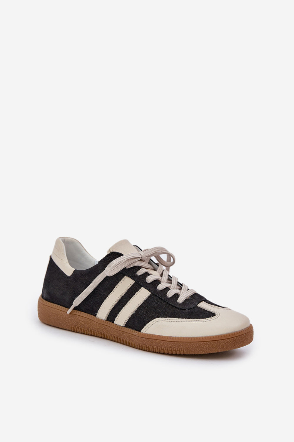 Step In Style Black Leather Lace Up Trainers - view 2
