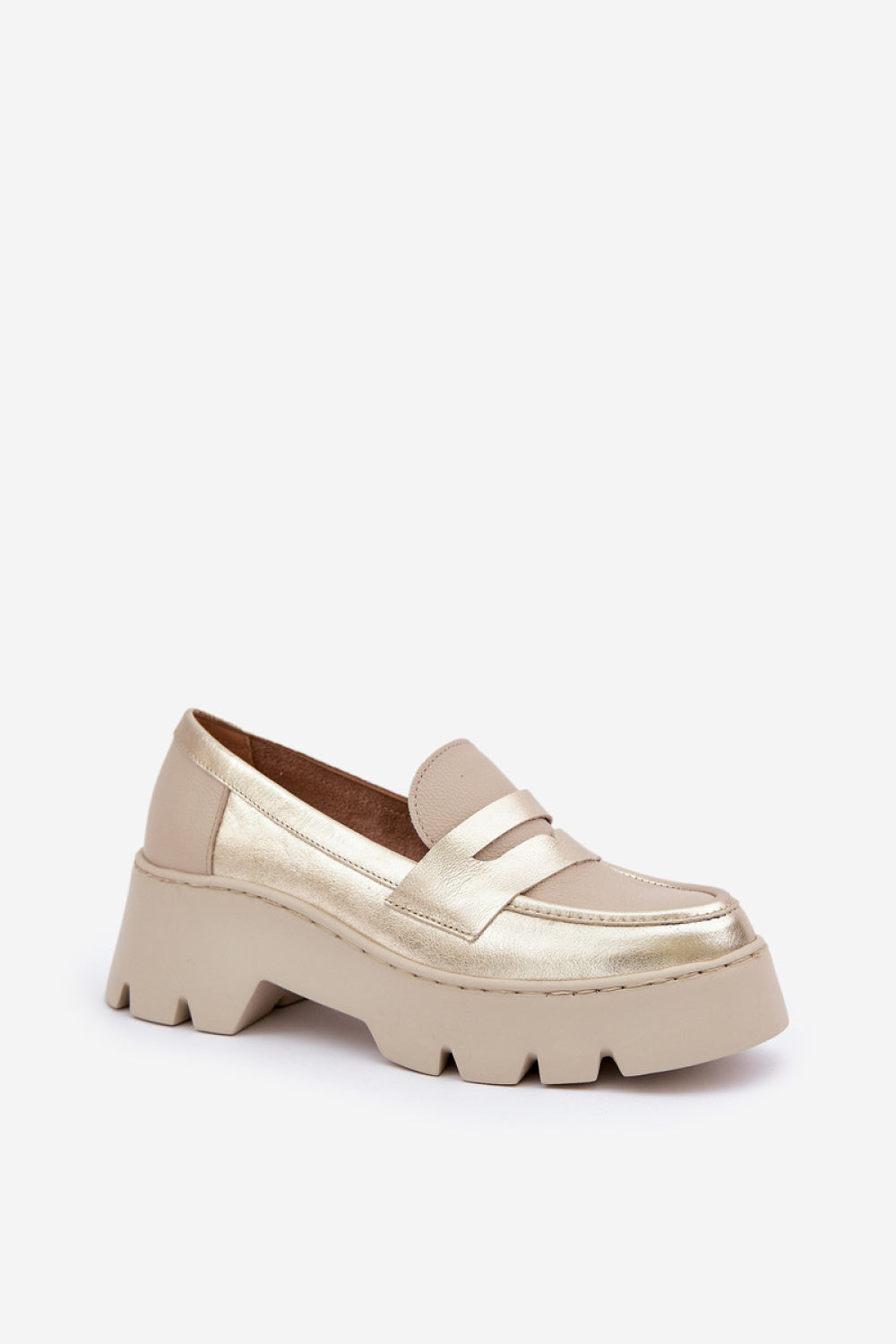 Step In Style Zazoo Gold Leather Platform Moccasins - view 2