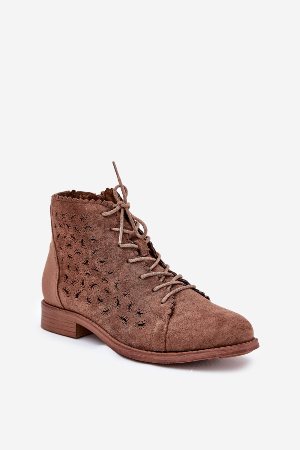 Step In Style Brown Faux Suede Lace Up Boots - view 2