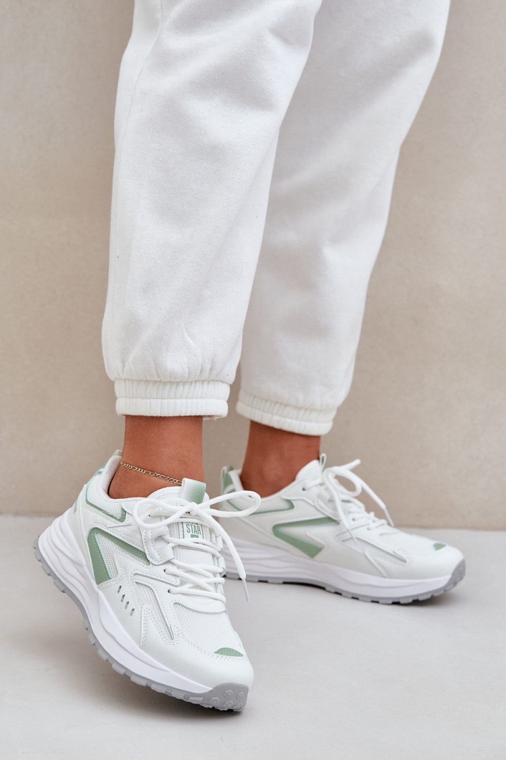 Step In Style Green Faux Leather Trainers
