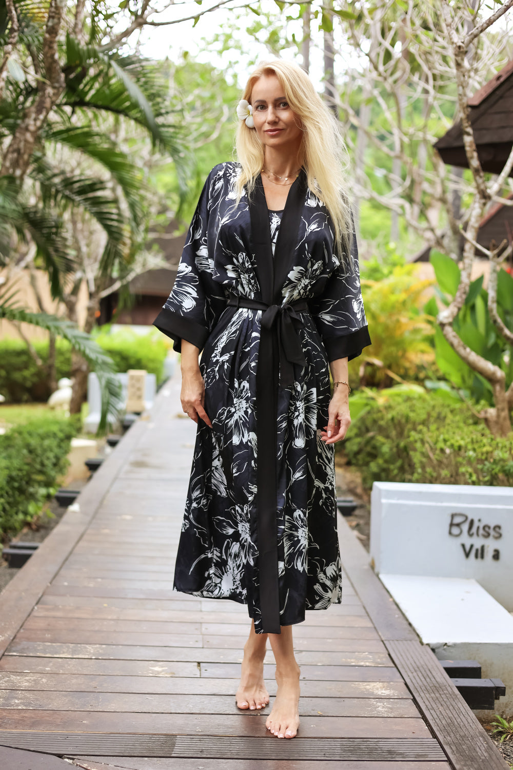 Kalimo Sicily Satin Long Dressing Gown - view 3