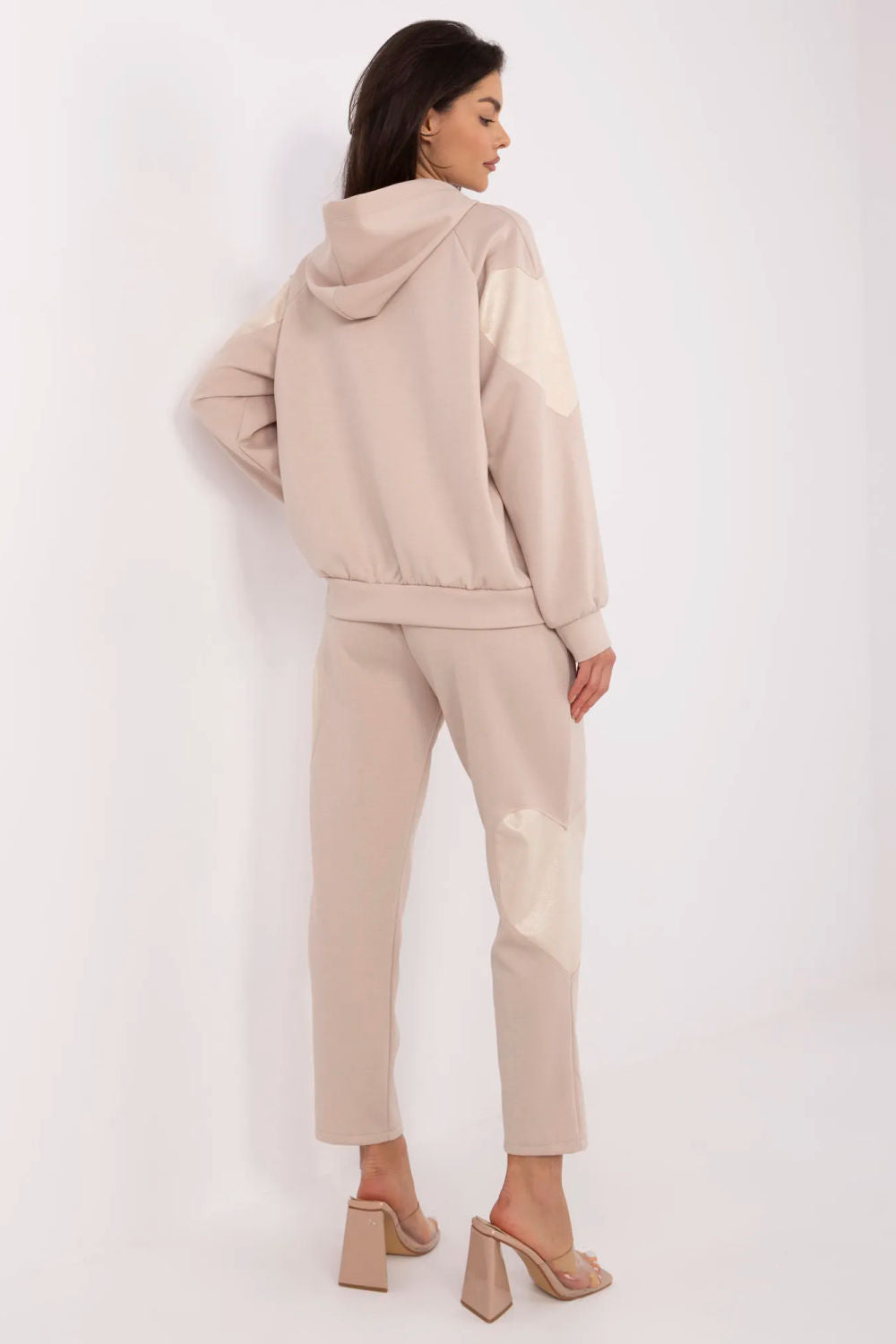 Italy Moda Beige High Waisted Cotton Co-Ord Set - view 3