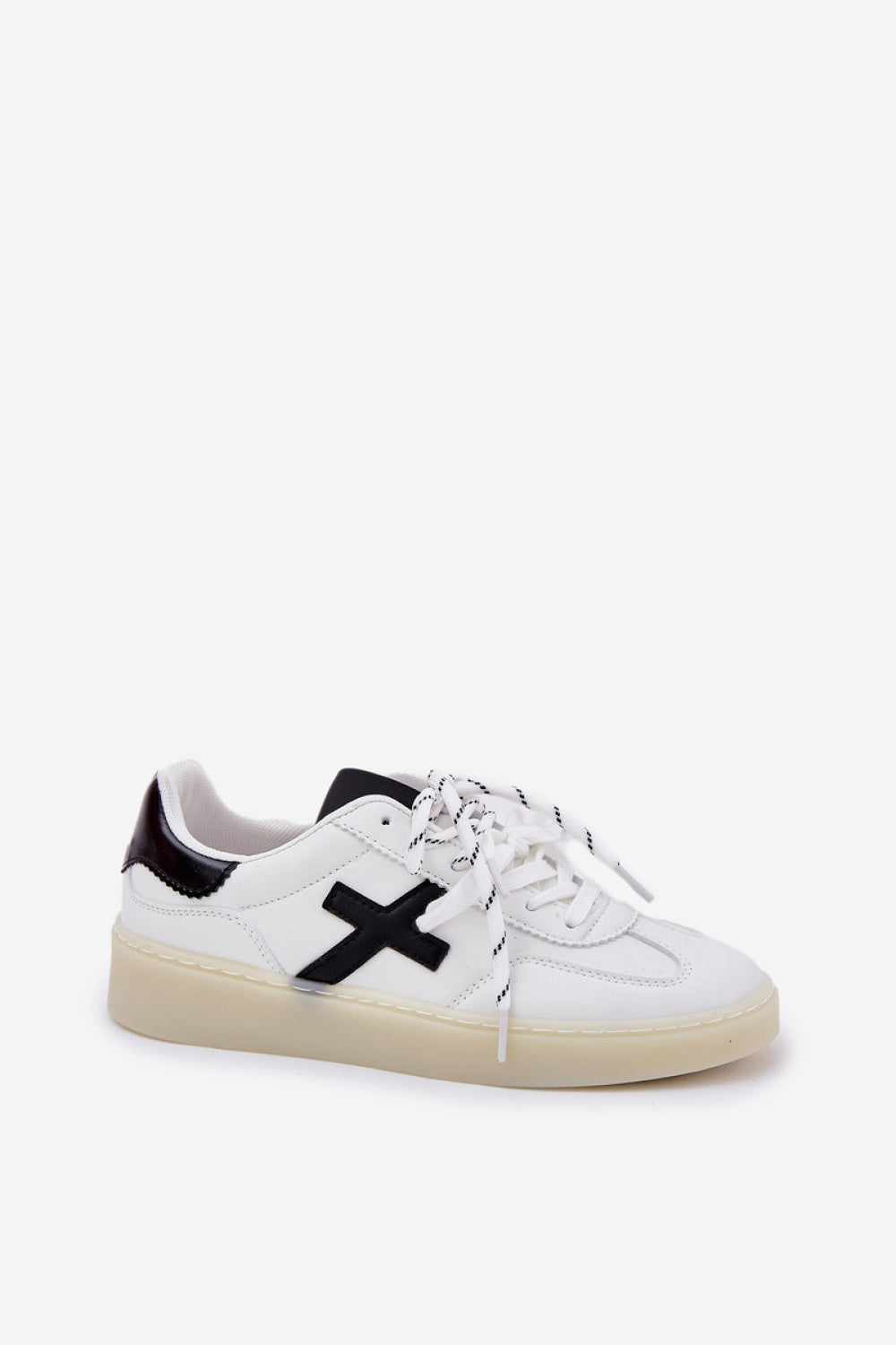 Step In Style White Faux Leather Trainers with Round Toe - view 2