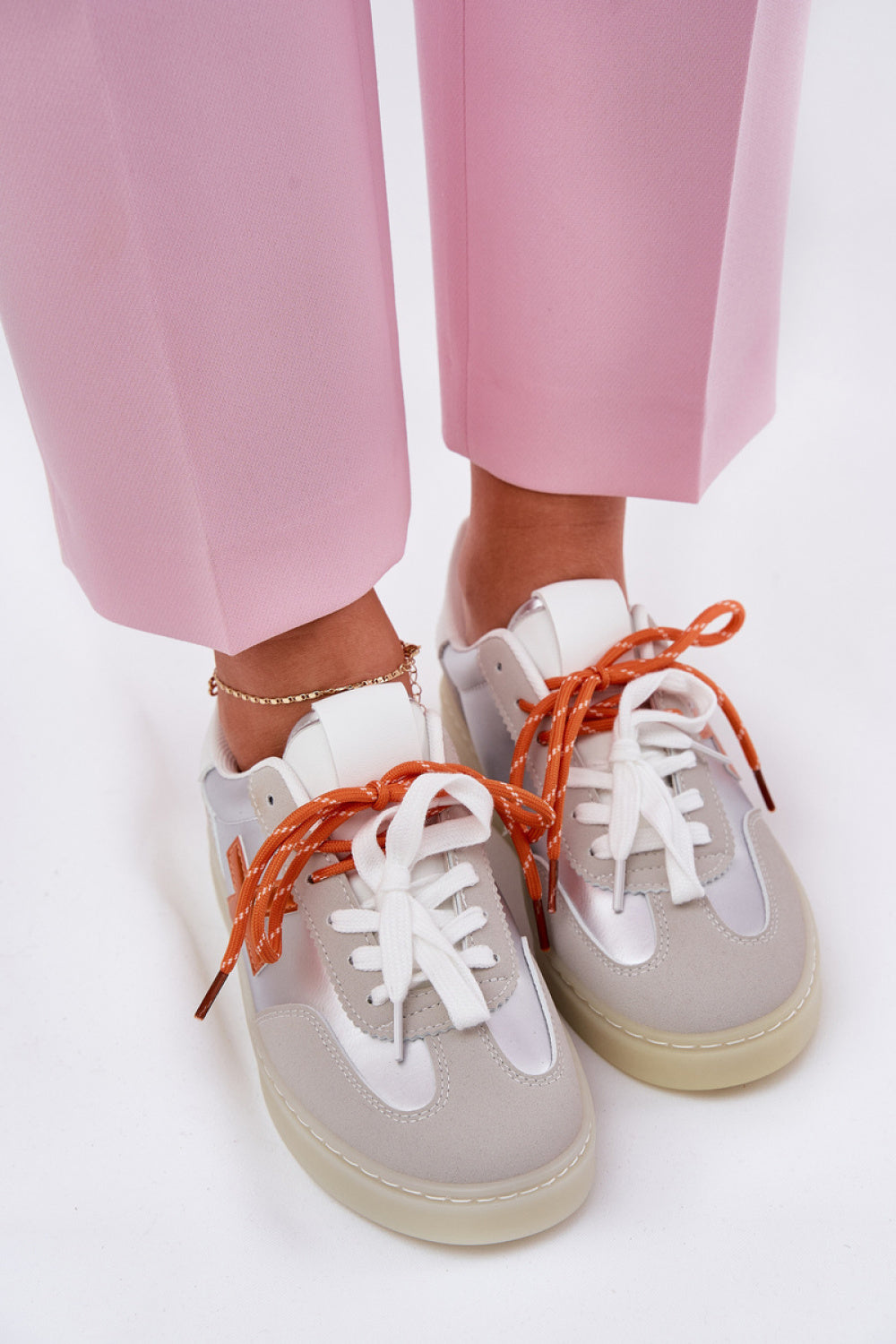 Step In Style Silver Faux Leather Trainers - view 3