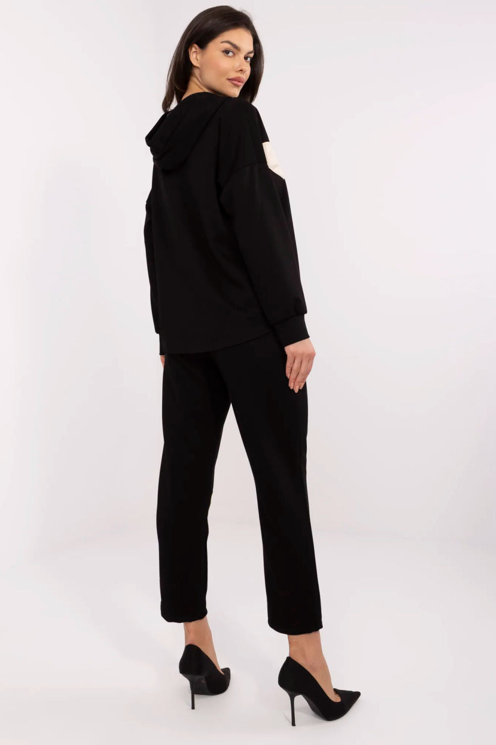 Italy Moda Black High Waisted Cotton Co-Ord Set - view 3