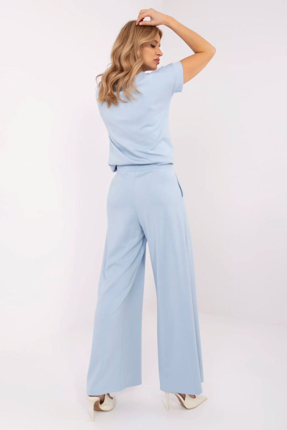 Relevance Light Blue Pleated High Waisted Joggers - view 3