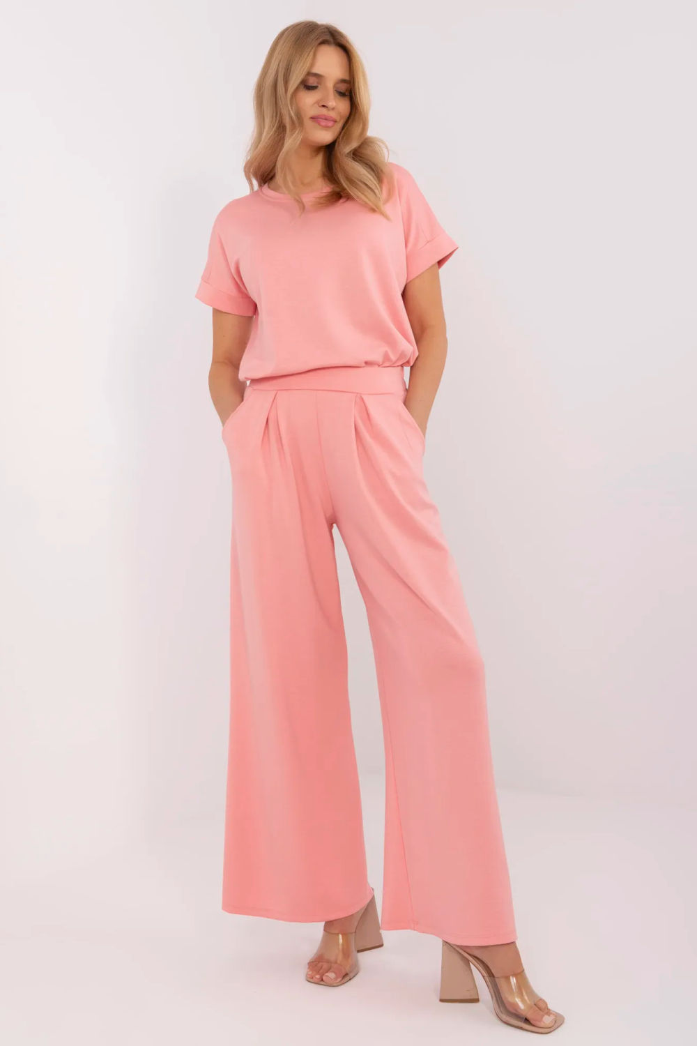 Relevance Peach Pleated High Waisted Joggers