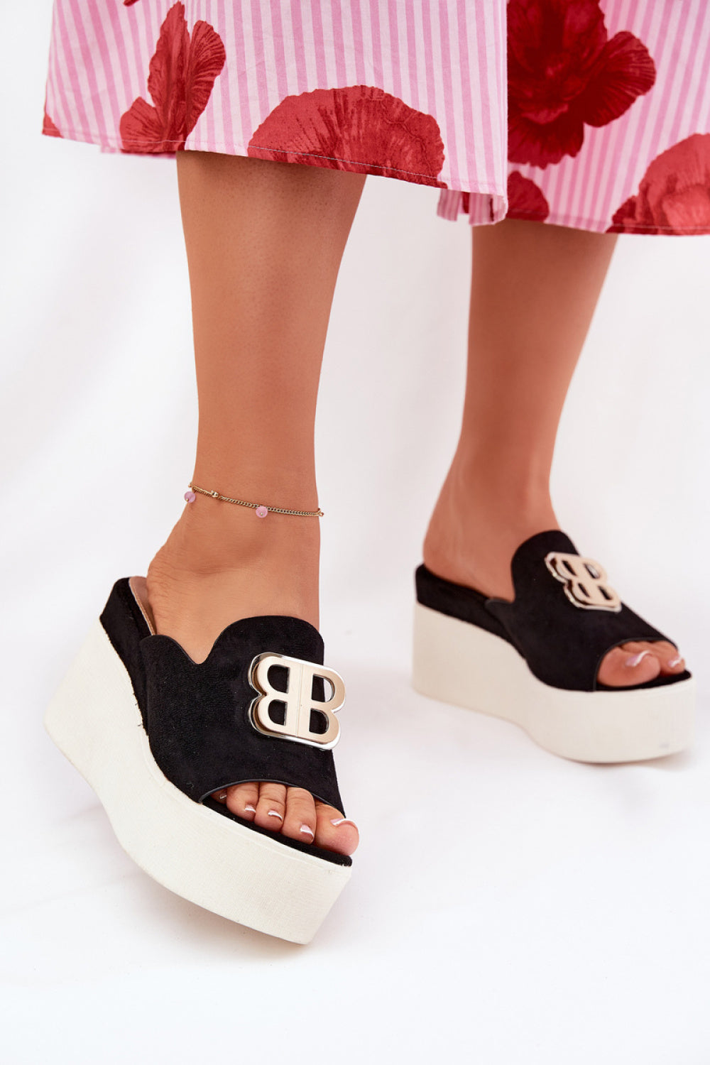 Step In Style Tanonea Black Faux Leather Platform Wedge Sandals - view 3