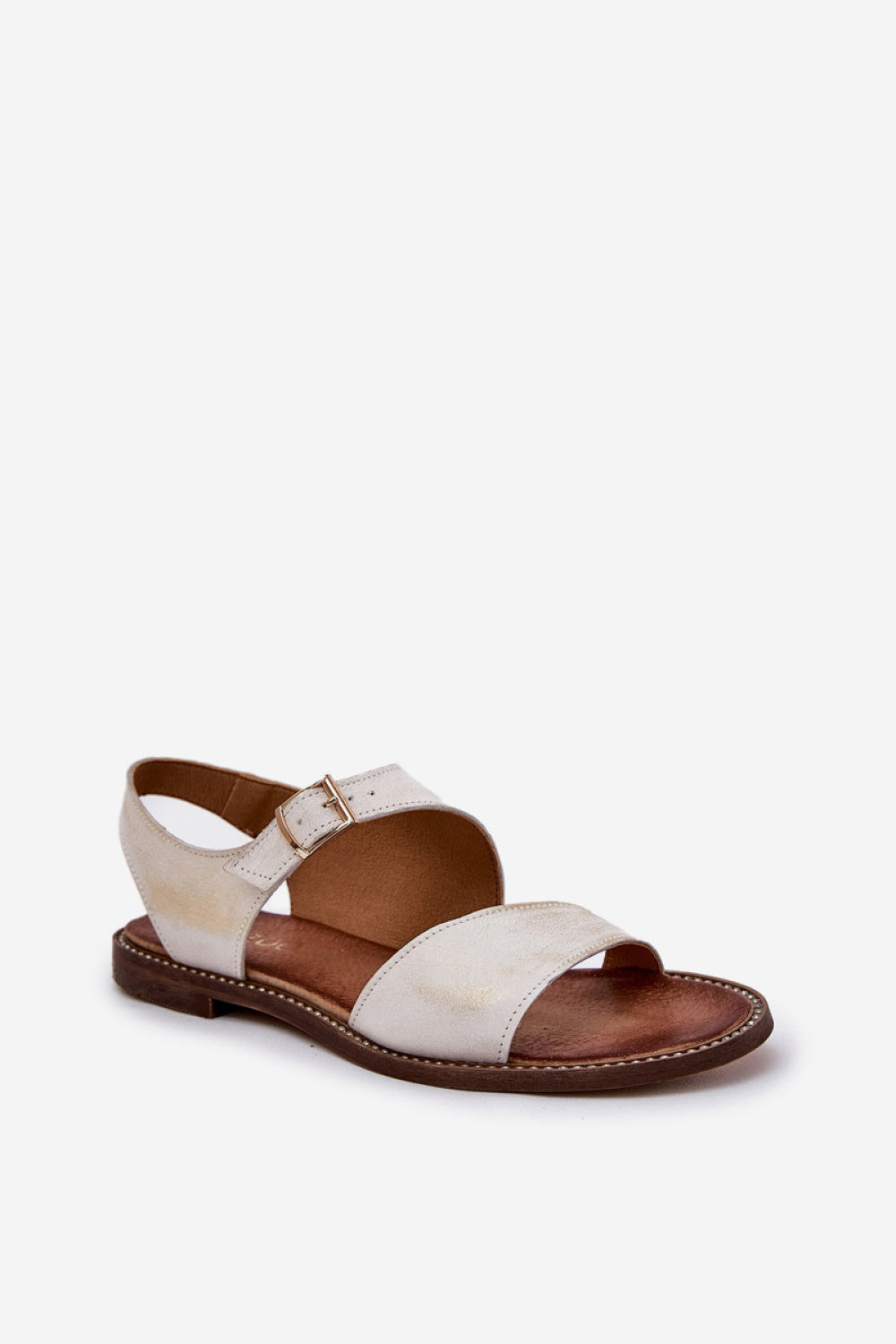 Step In Style Zazoo Gold Leather Flat Sandals with Adjustable Straps - view 2