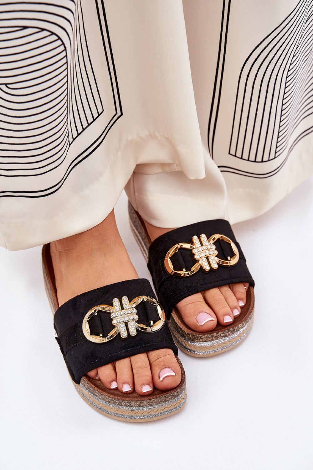 Step In Style Rilirea Black Faux Suede Platform Sandals - view 3