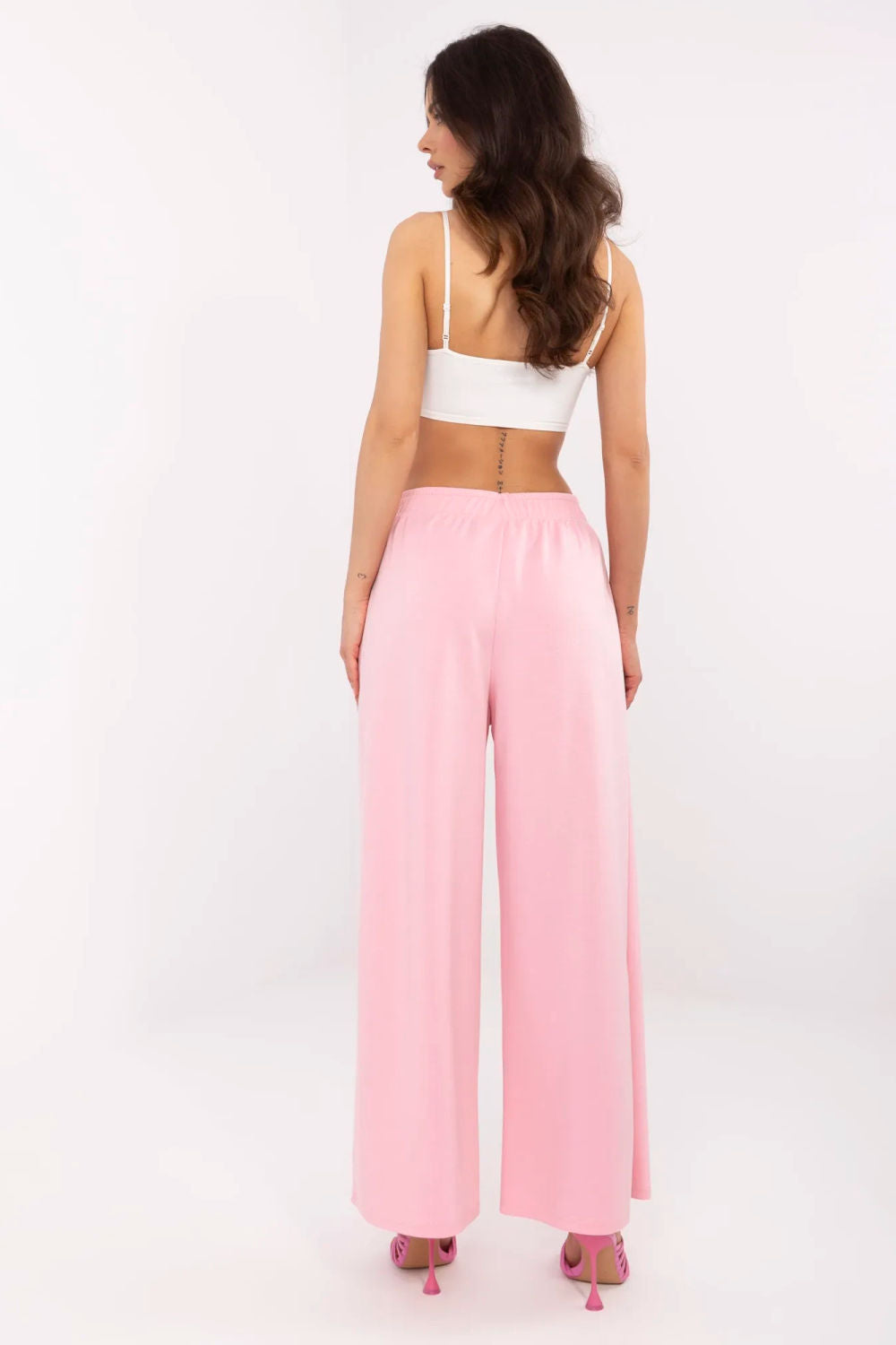 Italy Moda Pink Wide Leg High Waisted Joggers - view 3