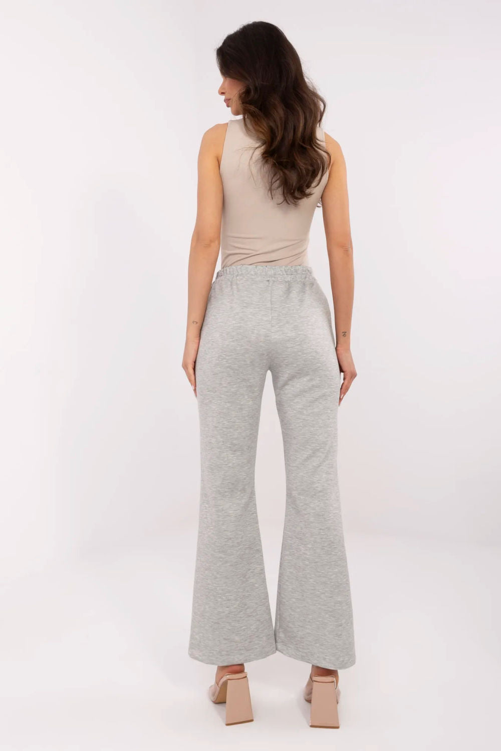 Italy Moda Grey Wide Leg High Waisted Joggers - view 3