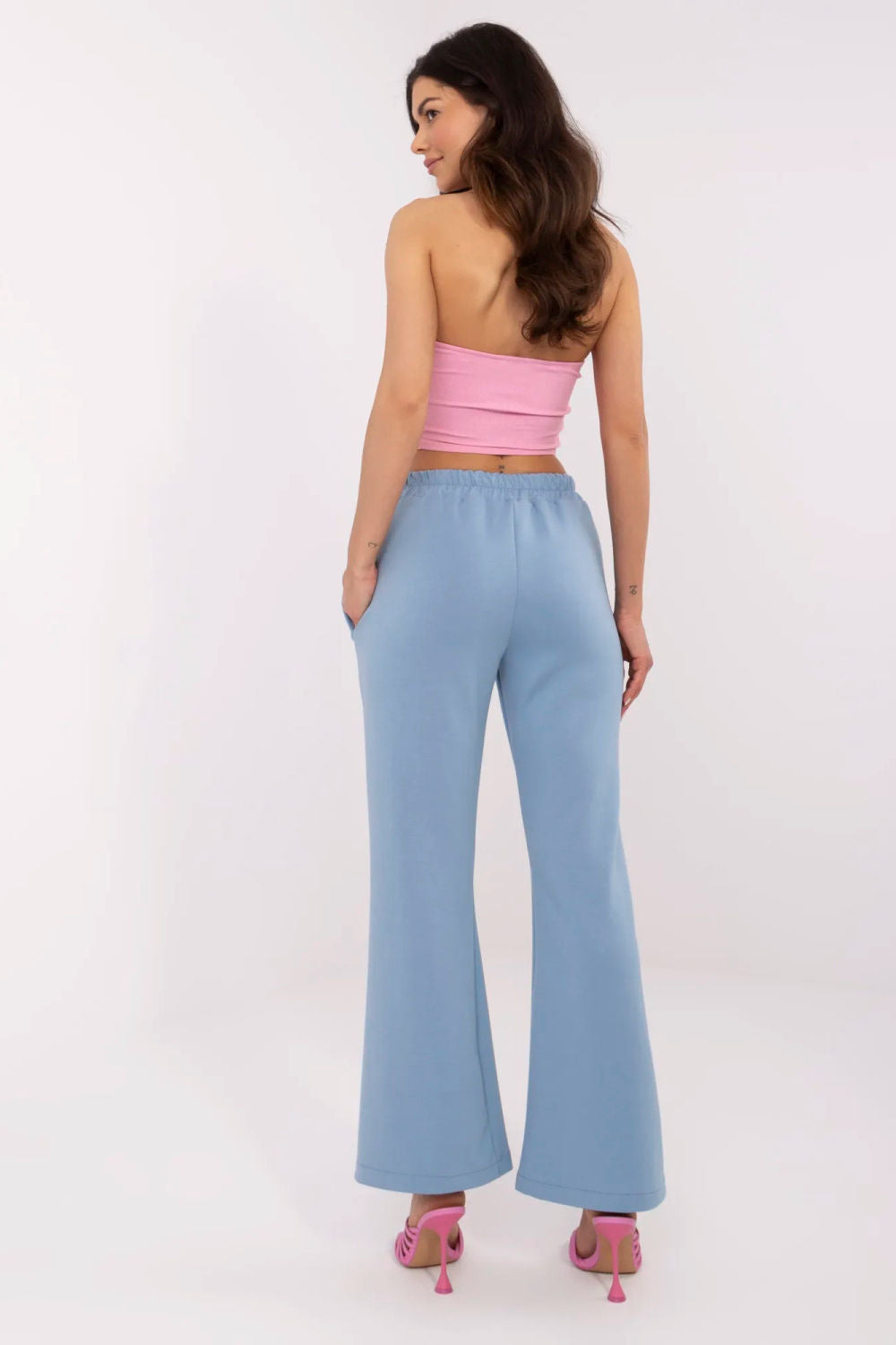 Italy Moda Blue Wide Leg High Waisted Joggers - view 3