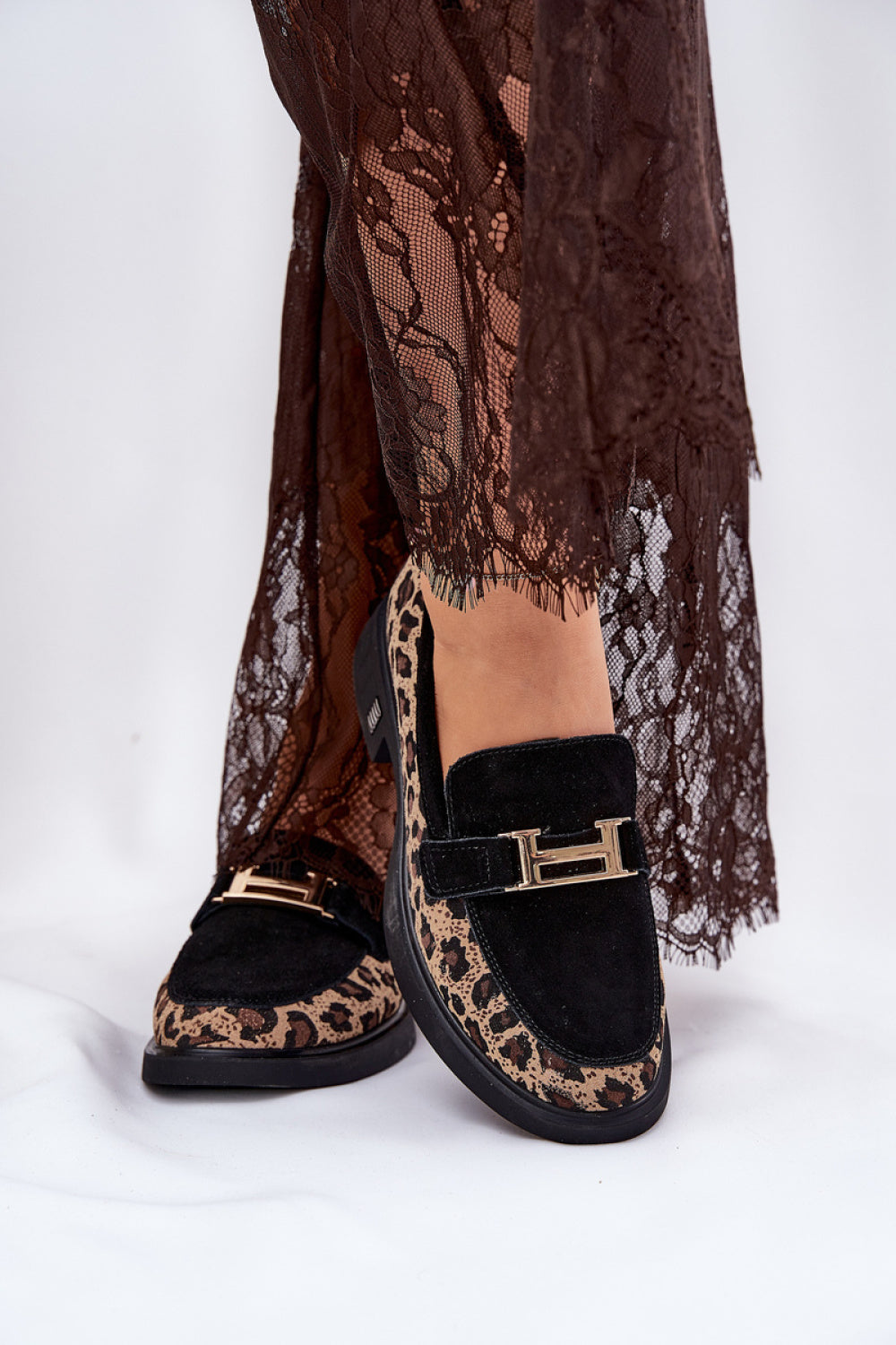 Step In Style Vinceza Black Faux Suede Flat Moccasins