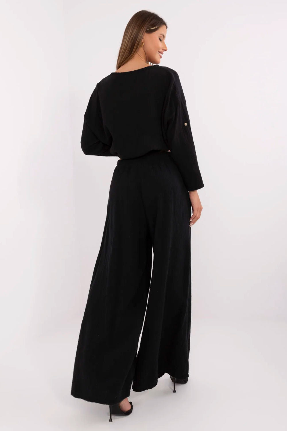 Italy Moda Black Bodycon Cotton Trousers - view 3