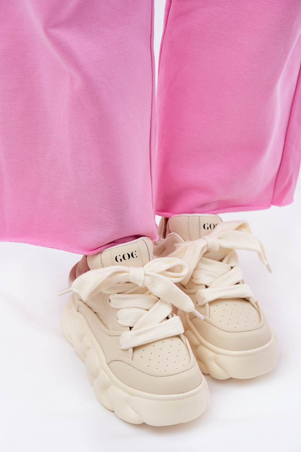 Step In Style Beige Leather Platform Trainers - view 3