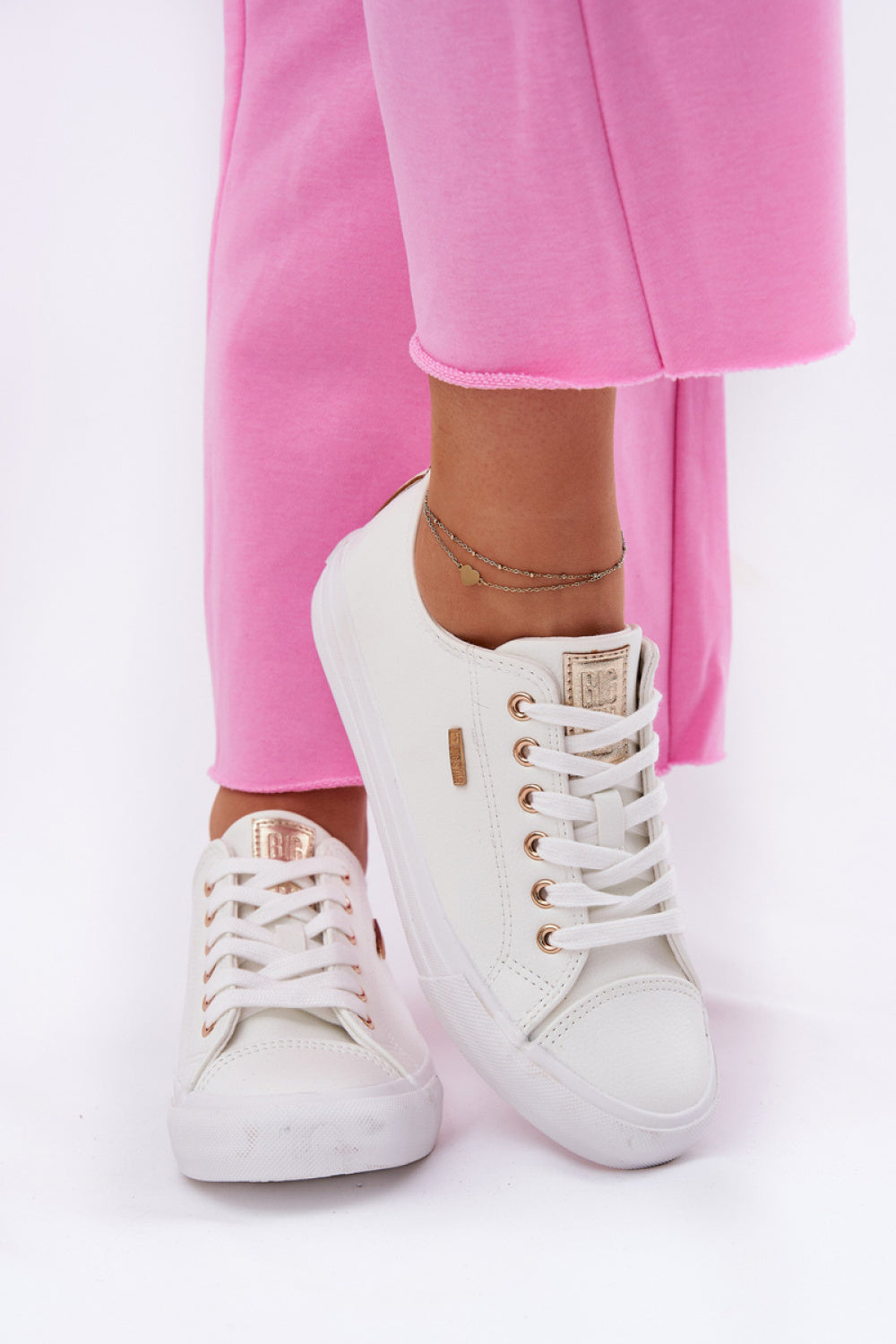 Step In Style White Faux Leather Trainers