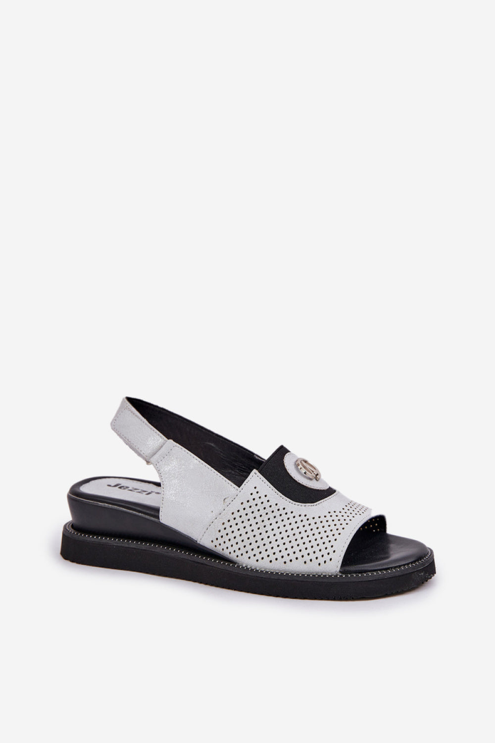 Step In Style Isnnoria Silver Faux Leather Wedge Sandals - view 2