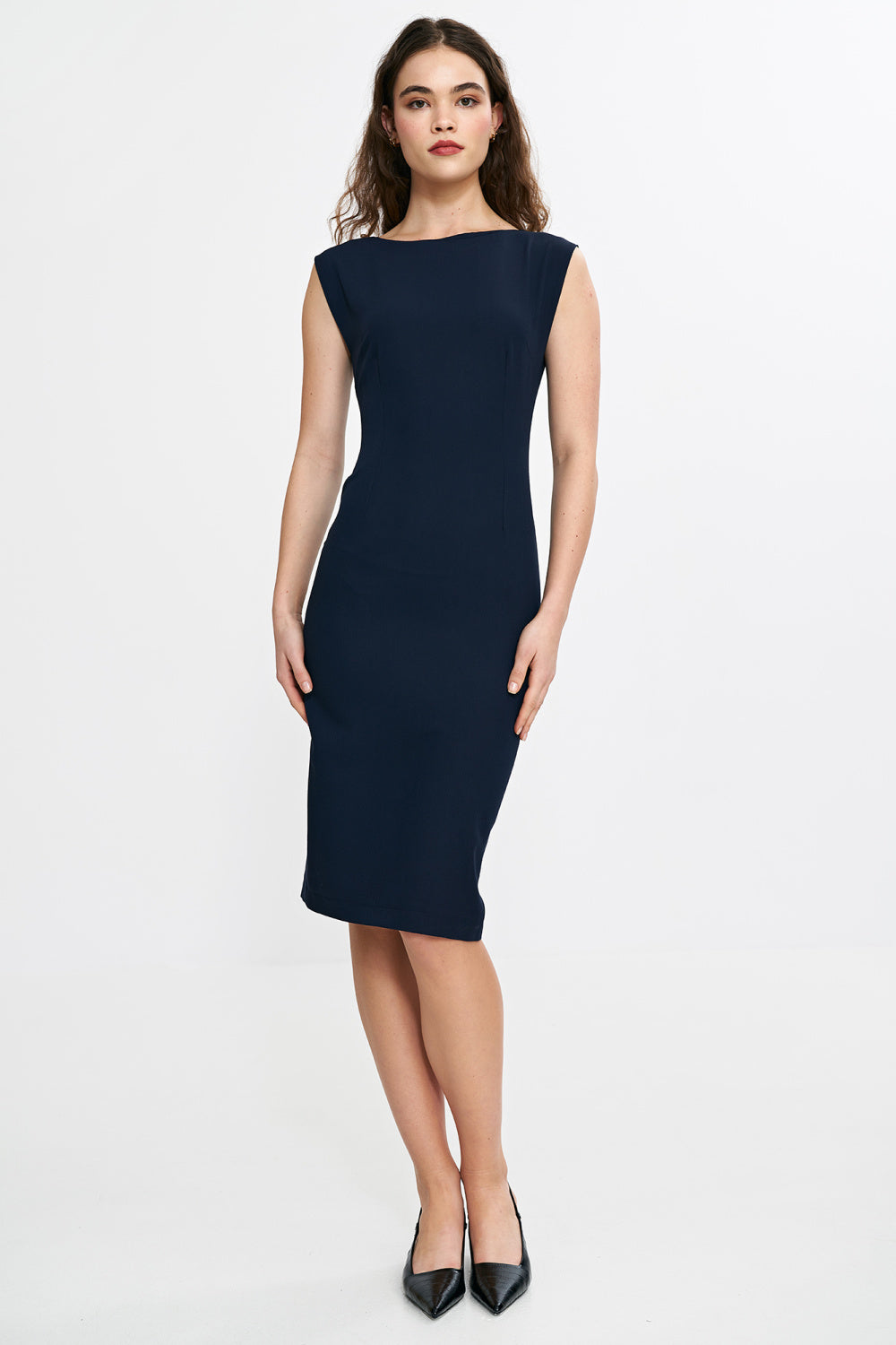 Nife Navy Bodycon V-Neck Dress - view 2