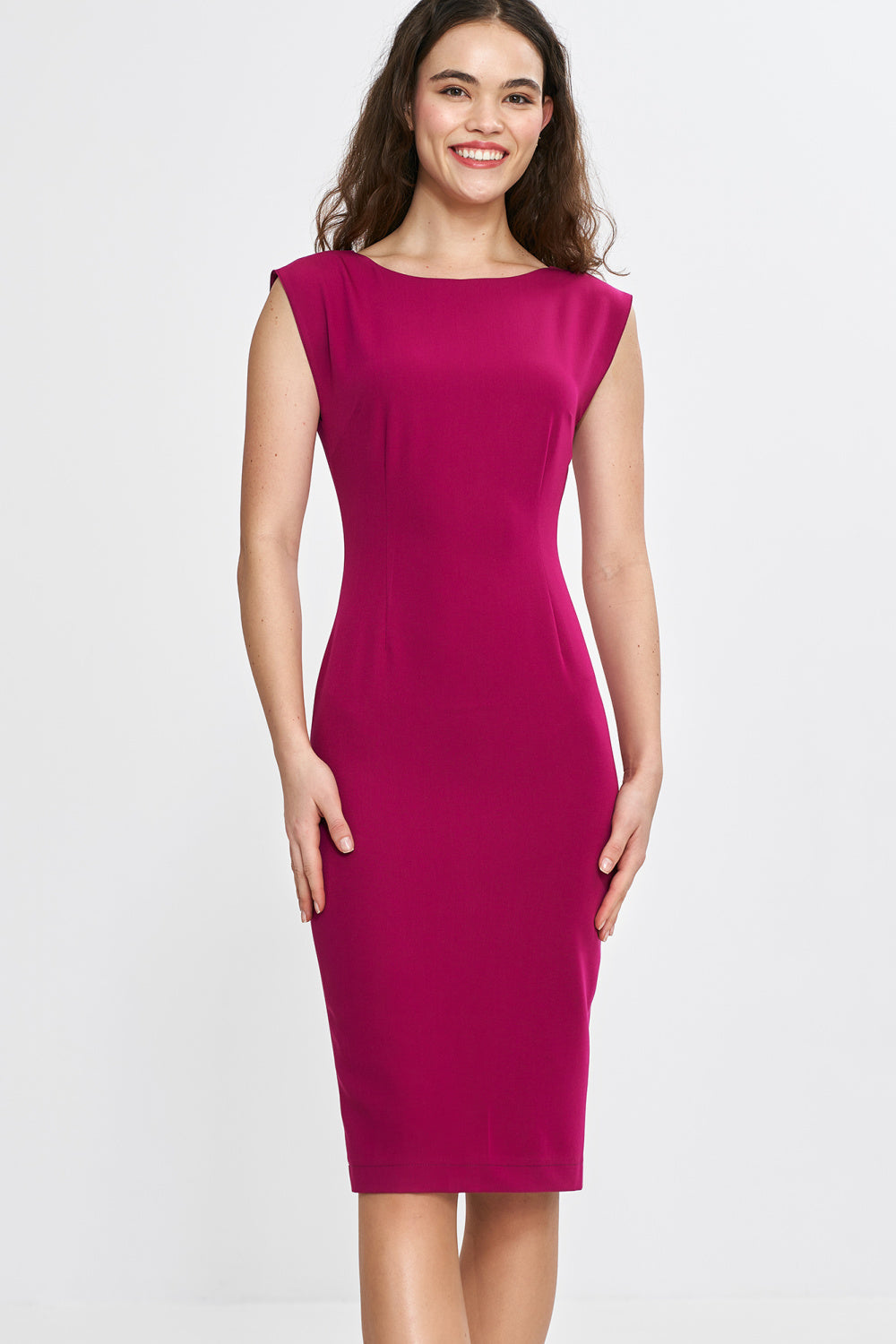Nife Fuchsia Bodycon V-Neck Dress