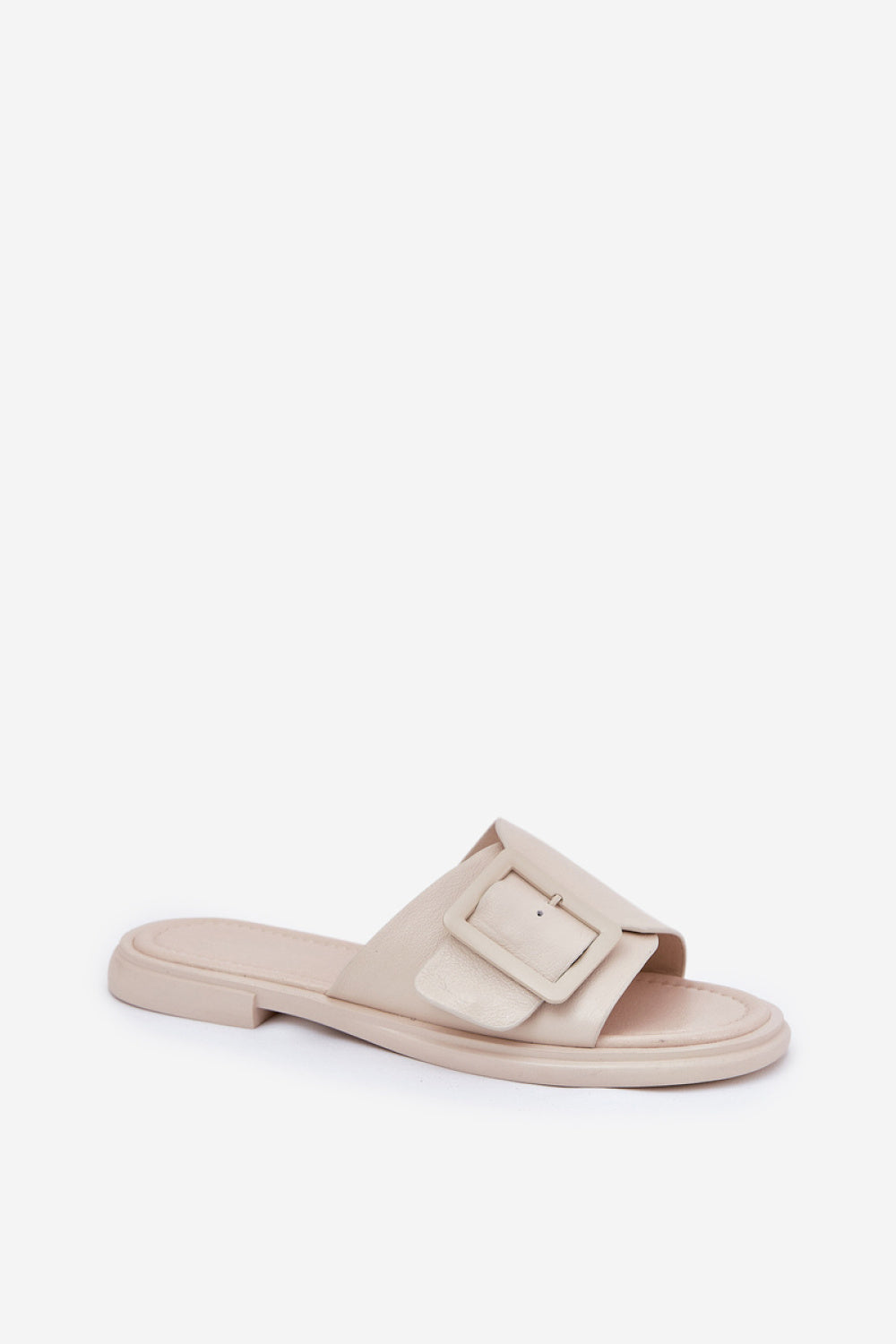 Step In Style Beige Flat Flip Flops with Buckle - view 2