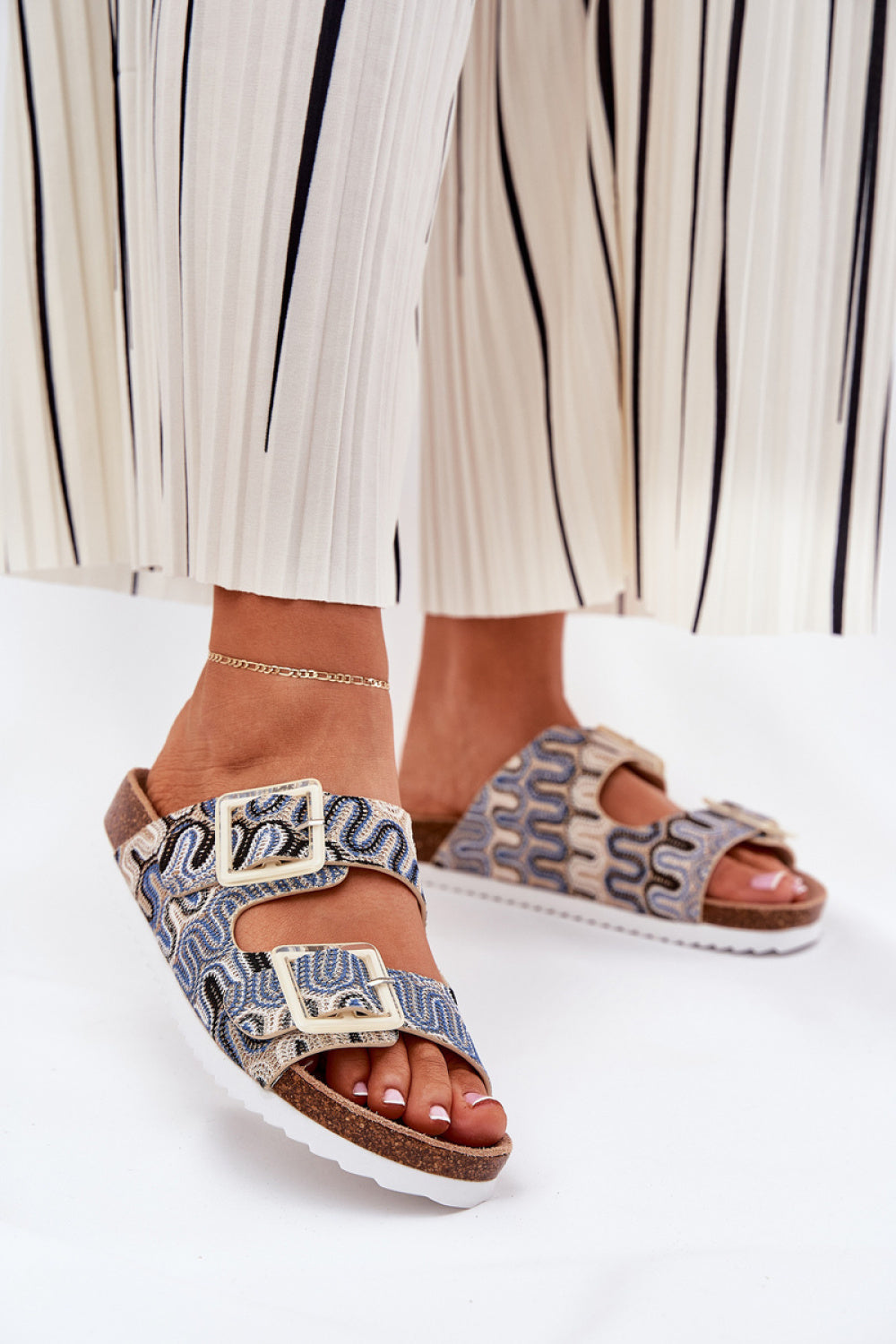 Step In Style Beige Sequin Platform Flip Flops