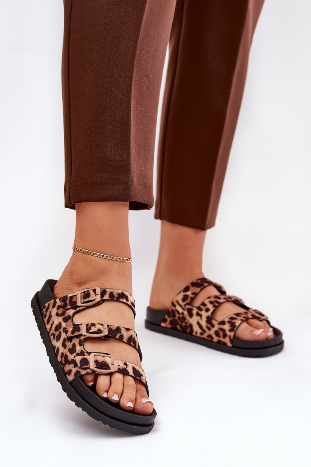 Step In Style Uliri Brown Faux Suede Flip Flops