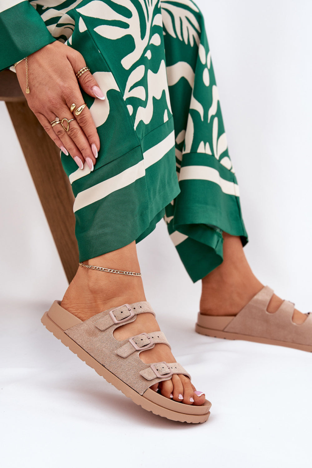Step In Style Uliri Beige Faux Suede Flip Flops - view 3