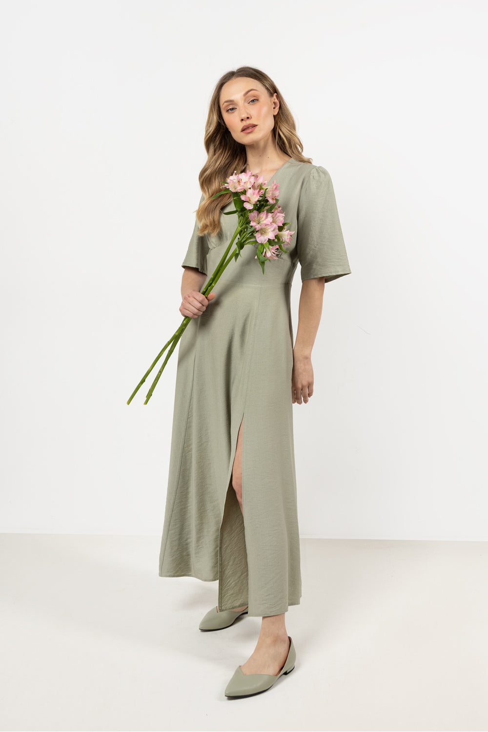 Awama Sage Bodycon V-Neck Dress - view 2