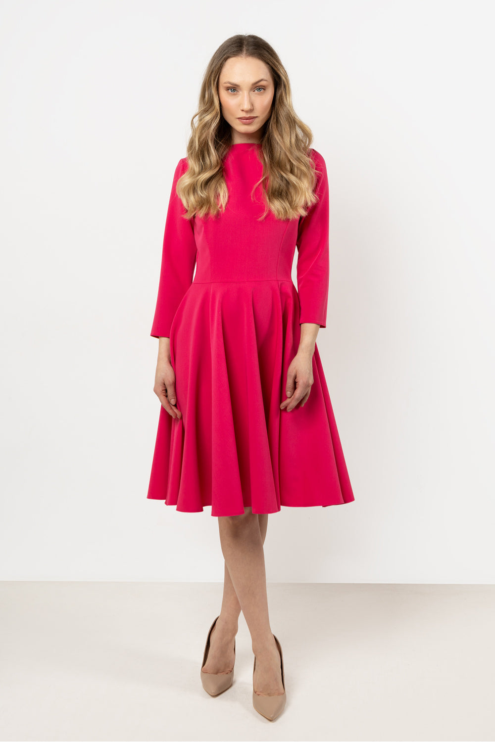 Awama Pink Pleated Dress