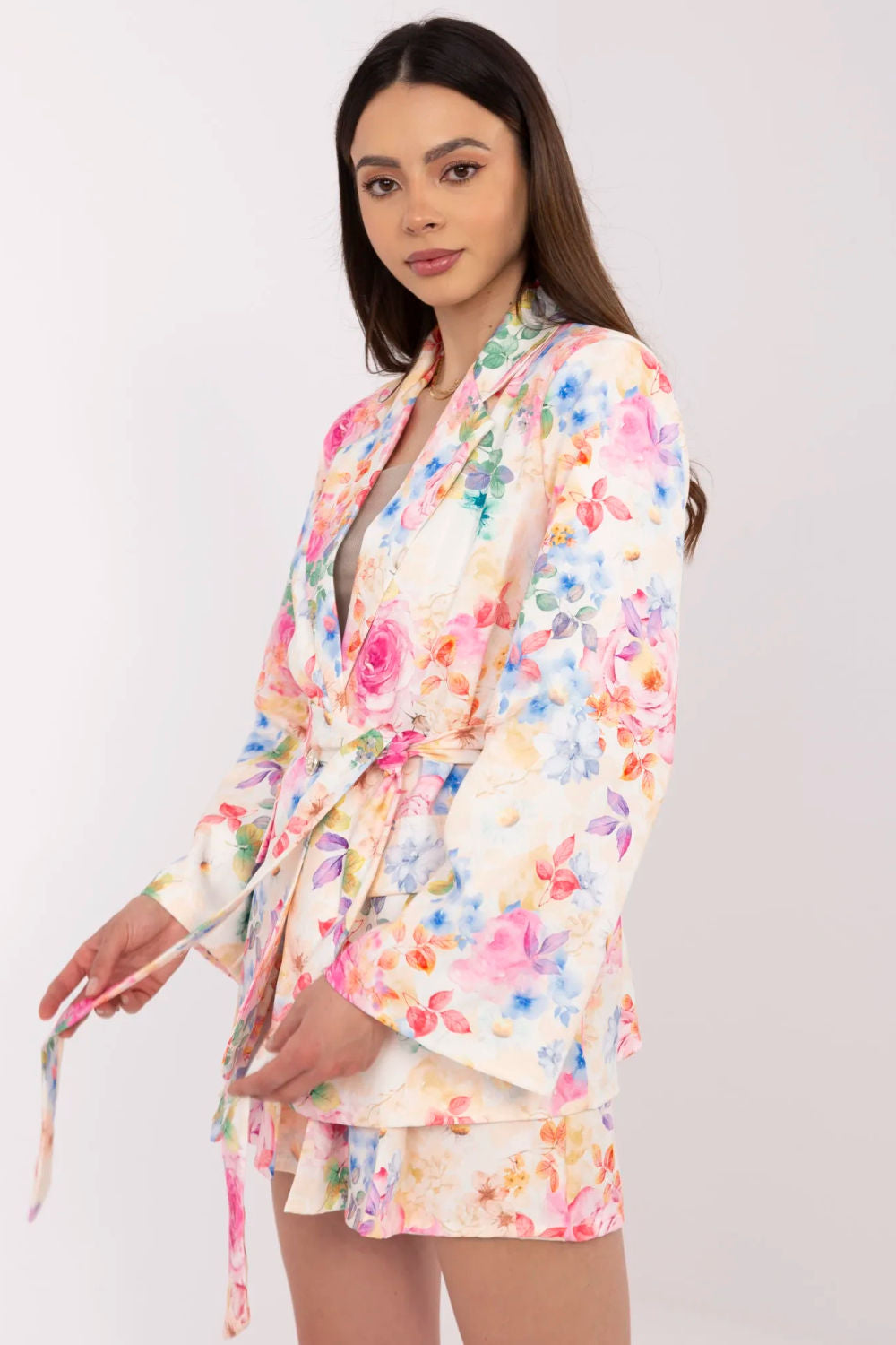 Italy Moda Ecru Floral Pleated Co-Ord Set - view 2