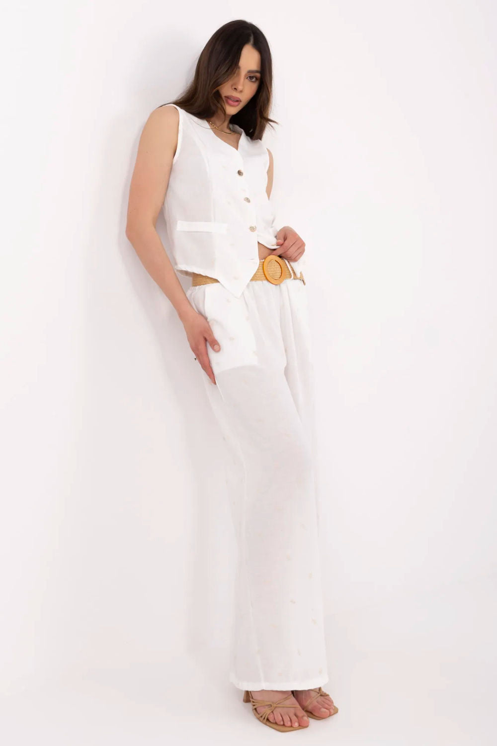 Italy Moda White Bodycon High Waisted Co-Ord Set - view 2
