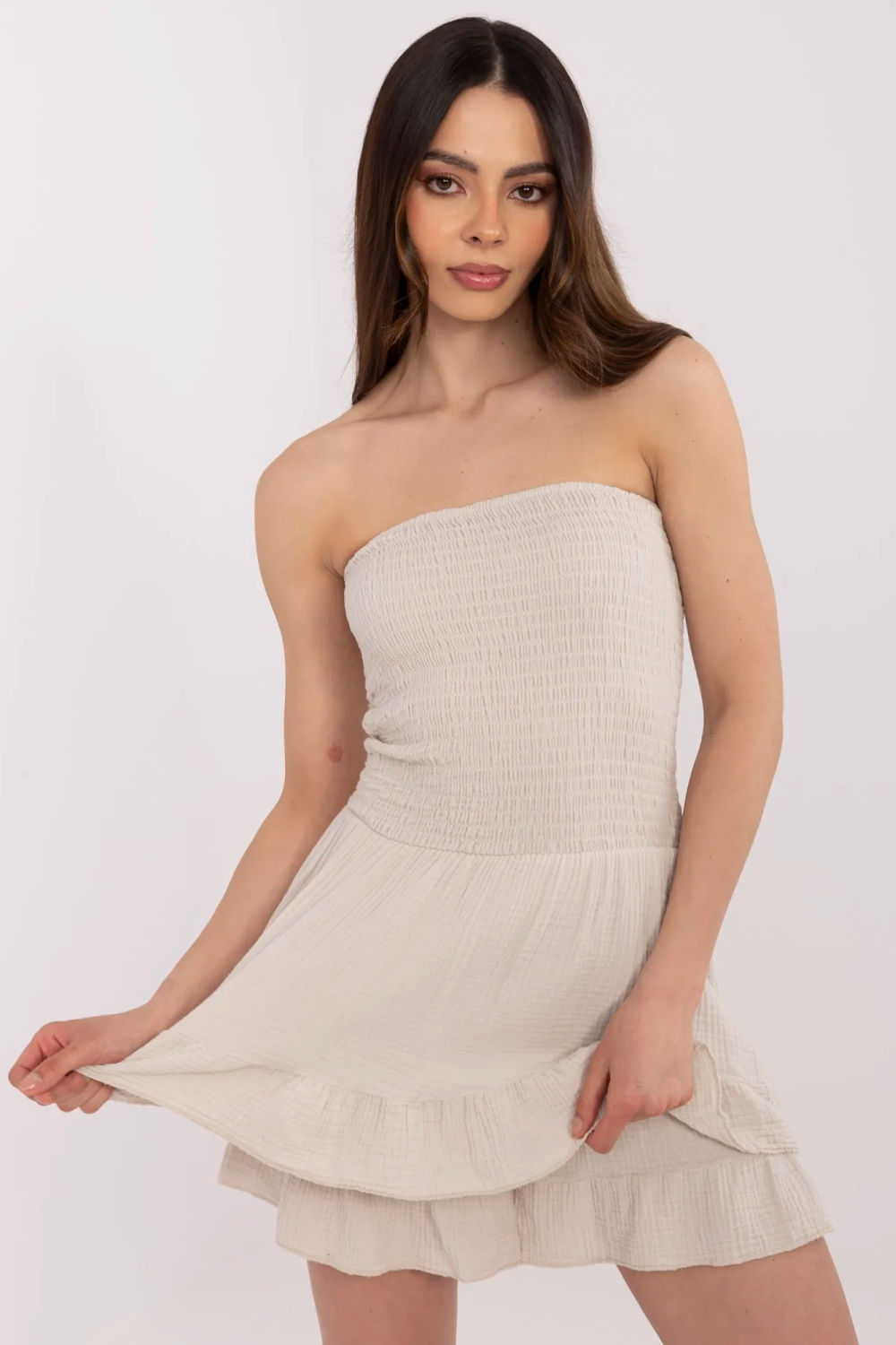 Italy Moda Beige Sleeveless Jumpsuit