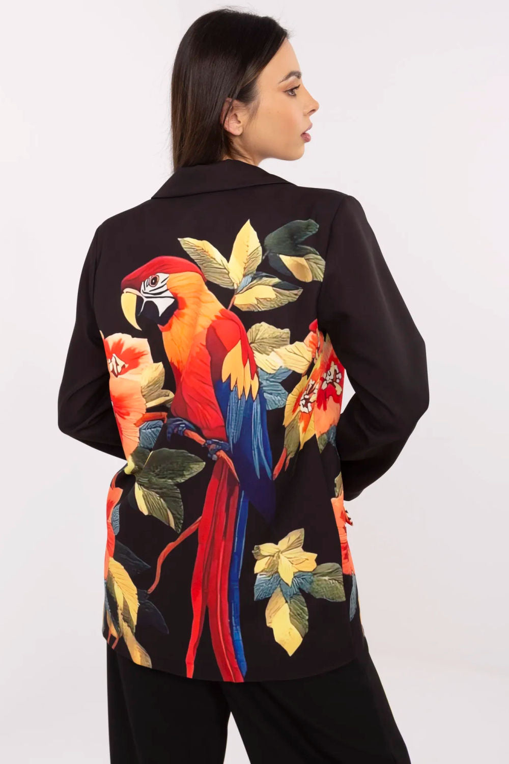 Italy Moda Black Printed Long Sleeve Jacket - view 3