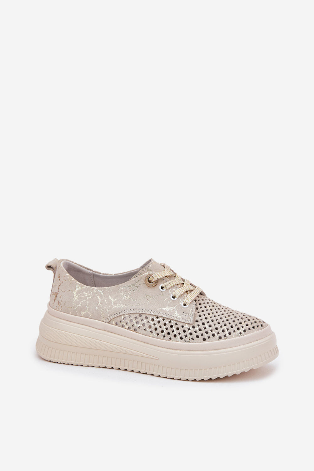 Step In Style Artiker Gold Lace Platform Shoes - view 2