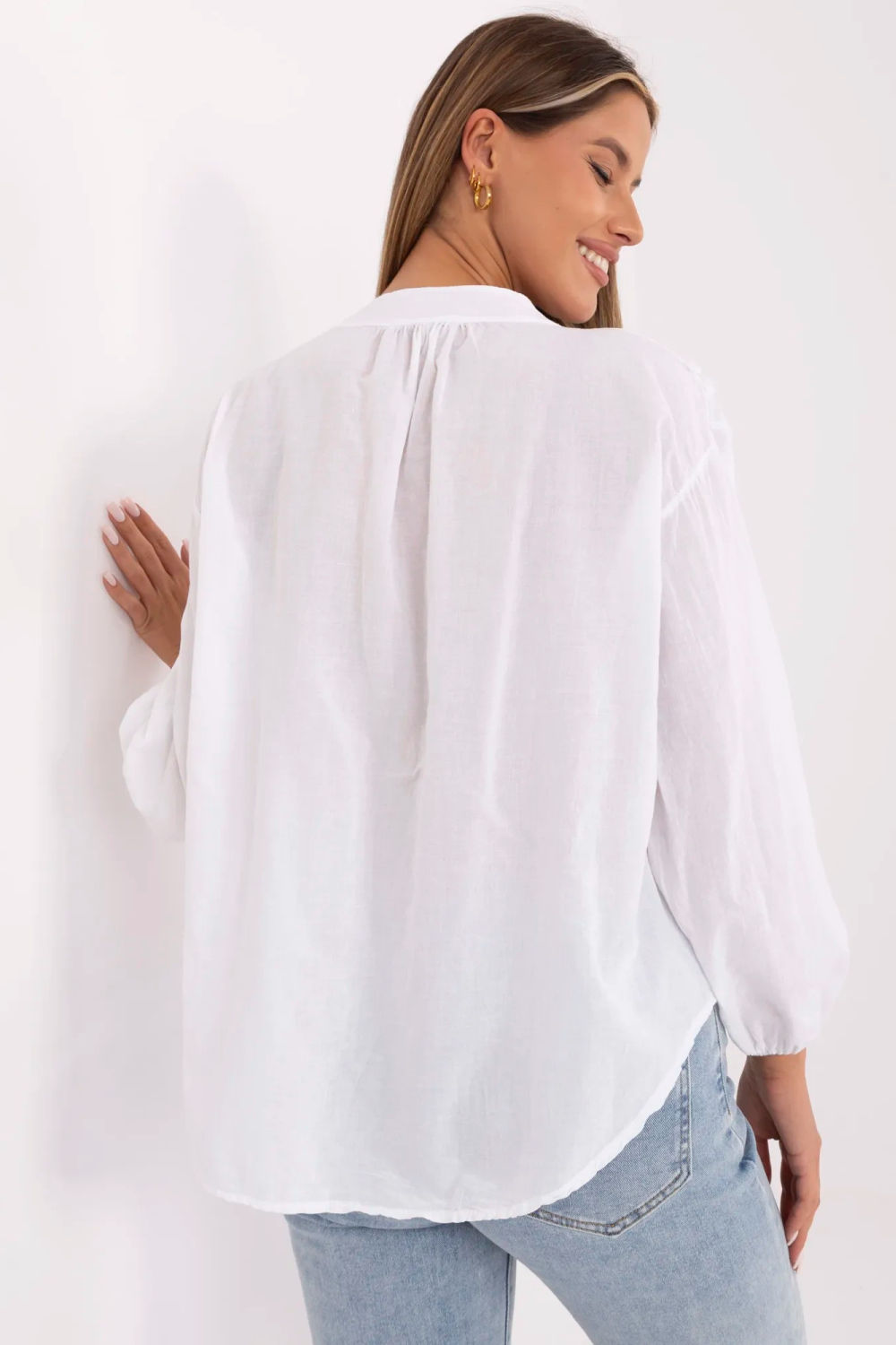 Och Bella White Puff Sleeve Cotton Blouse - view 3