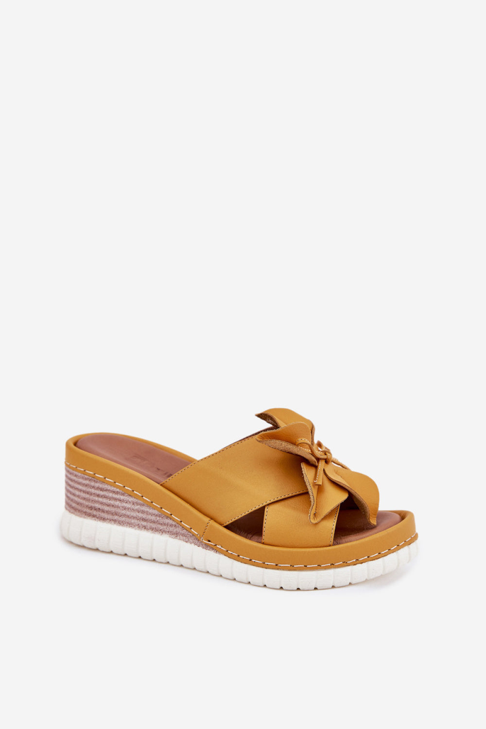 Step In Style Artiker Yellow Leather Wedge Sandals - view 2